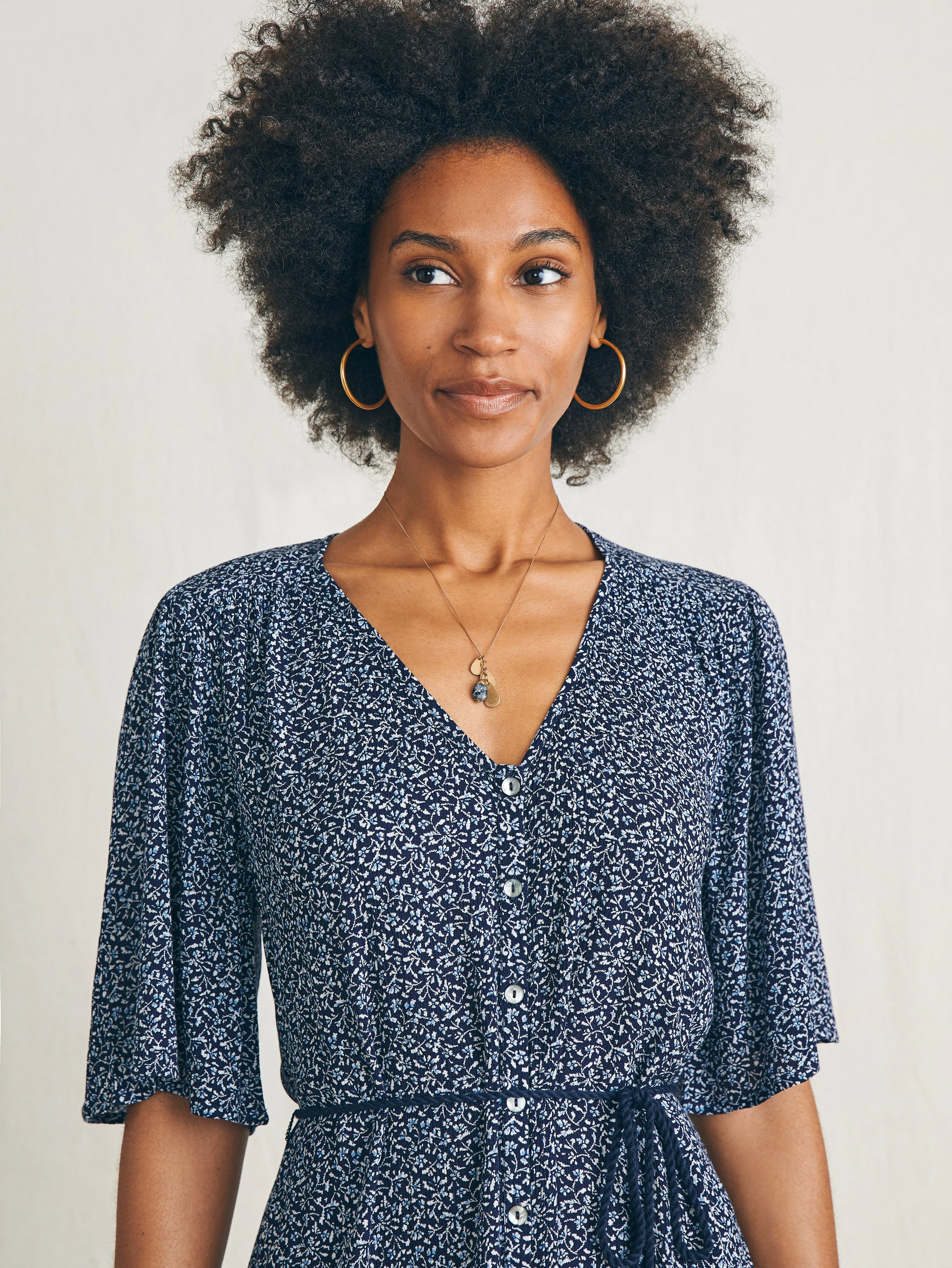 Orinda Mini Dress - Navy Riverton Ditsy sold by Faherty product image thumbnail 3