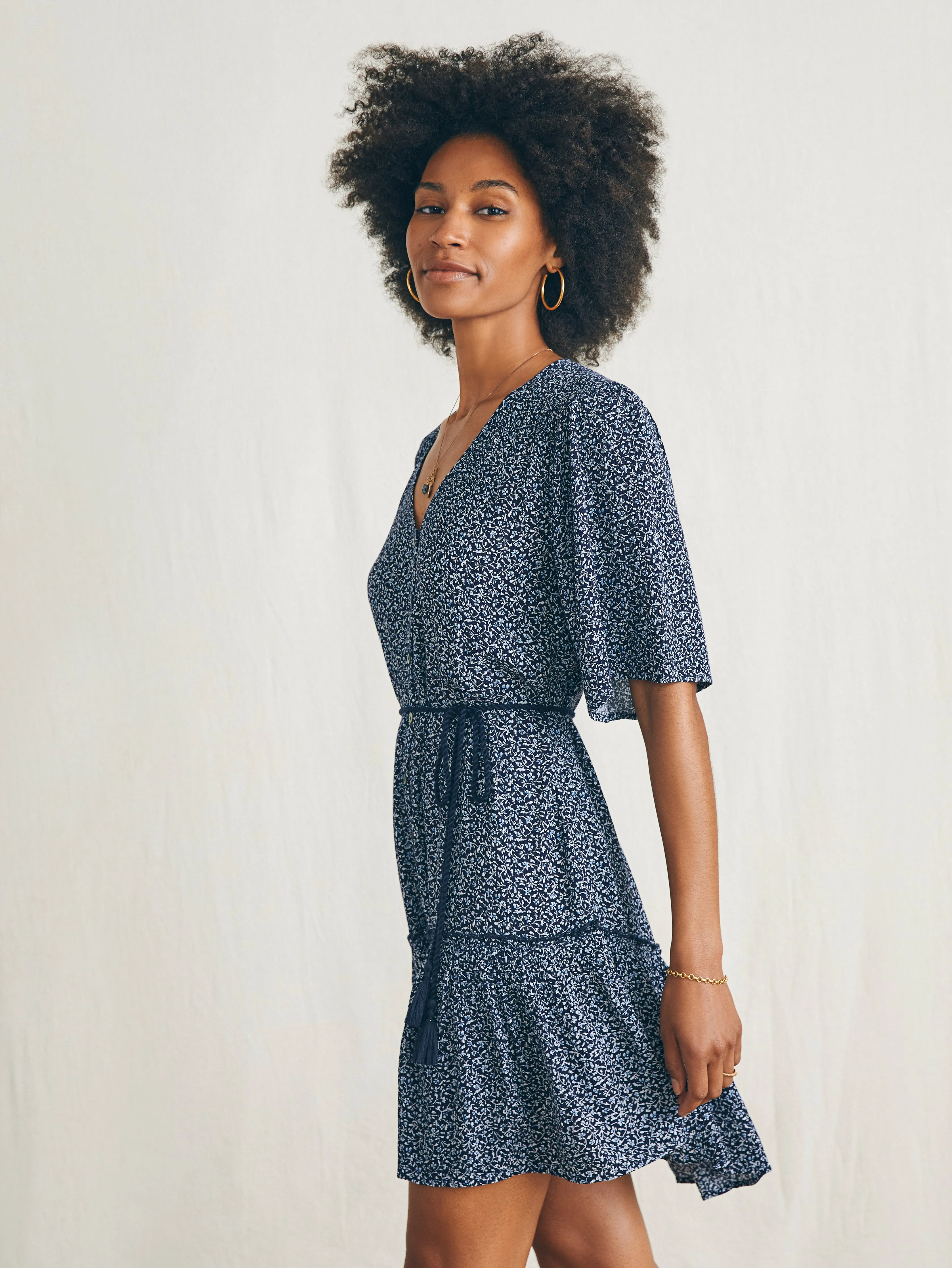 Orinda Mini Dress - Navy Riverton Ditsy sold by Faherty product image thumbnail 5