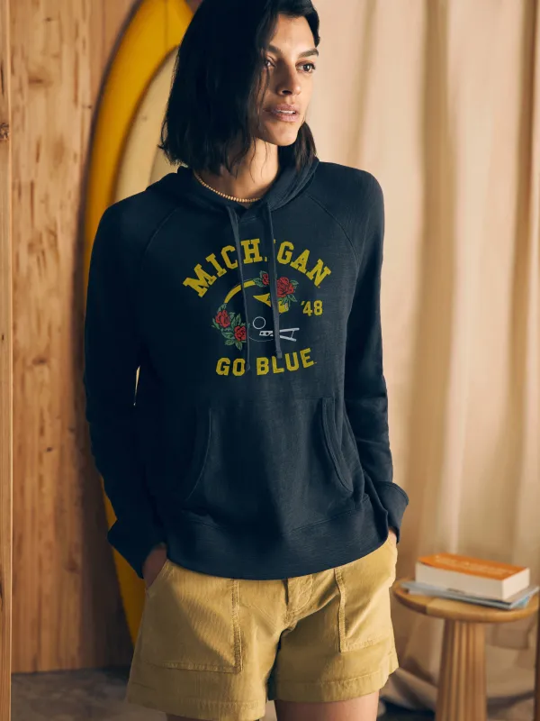 University of Michigan Sunwashed Slub Hoodie - Blue Nights sold by Faherty