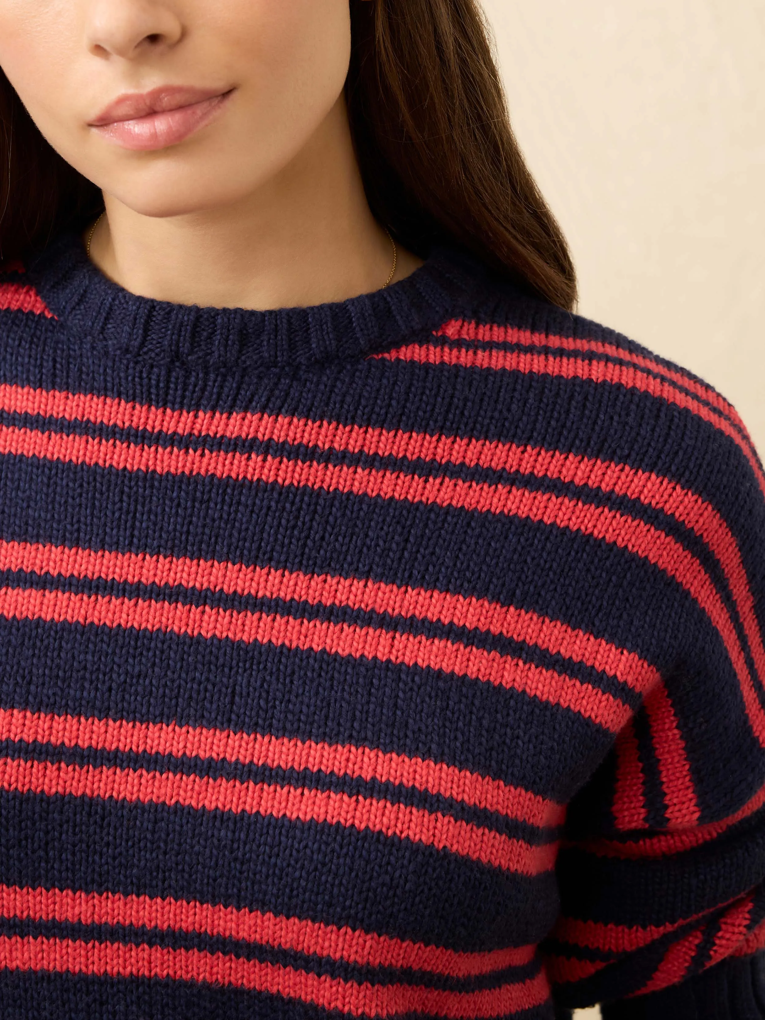 Heirloom Cotton Summit Pullover - Midnight Stripe sold by Faherty product image thumbnail 3