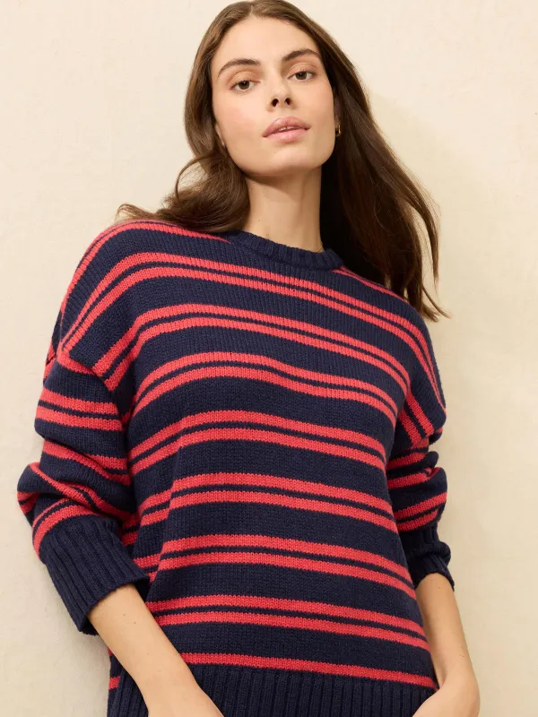 Heirloom Cotton Summit Pullover - Midnight Stripe sold by Faherty
