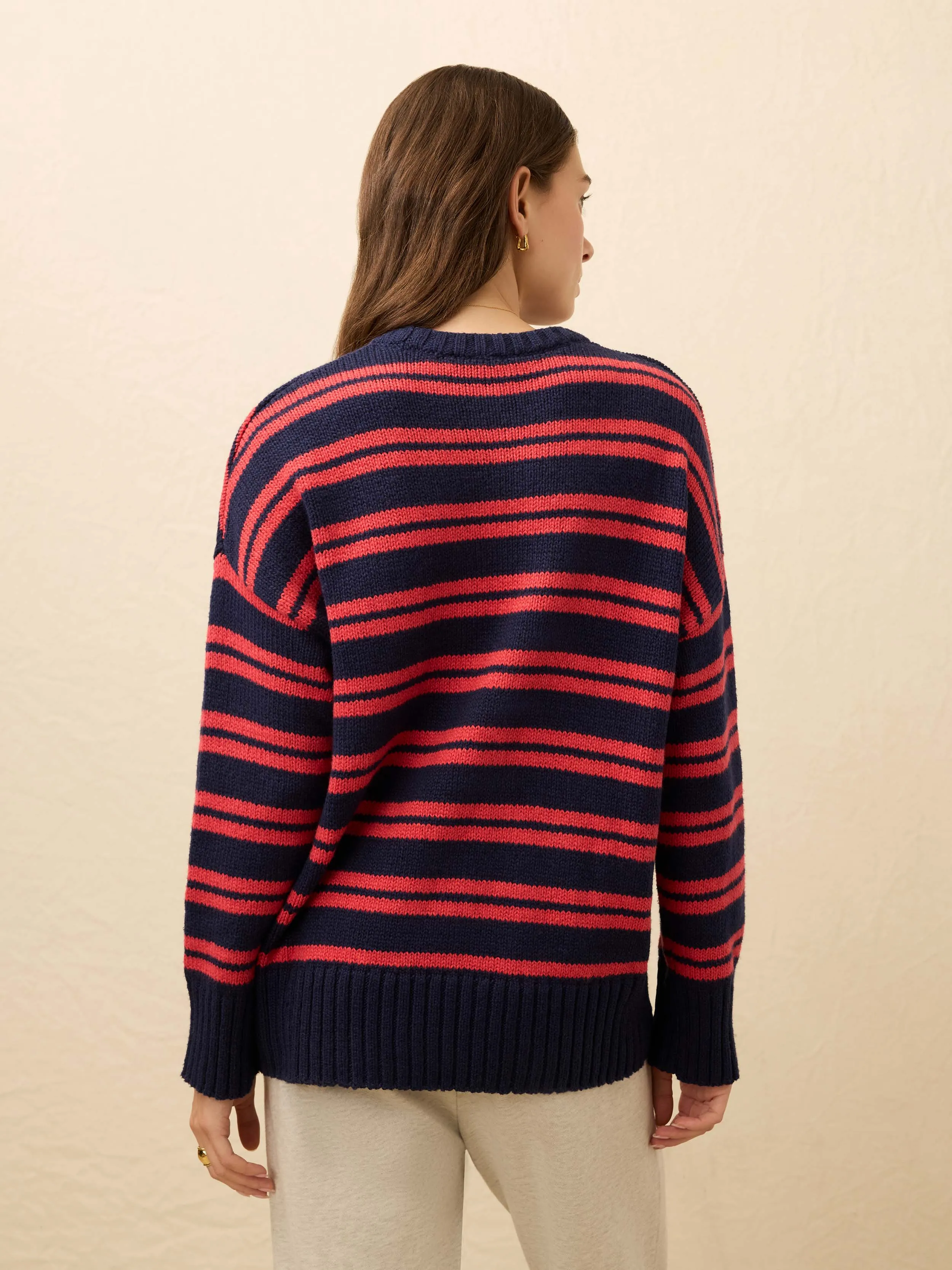 Heirloom Cotton Summit Pullover - Midnight Stripe sold by Faherty product image thumbnail 4