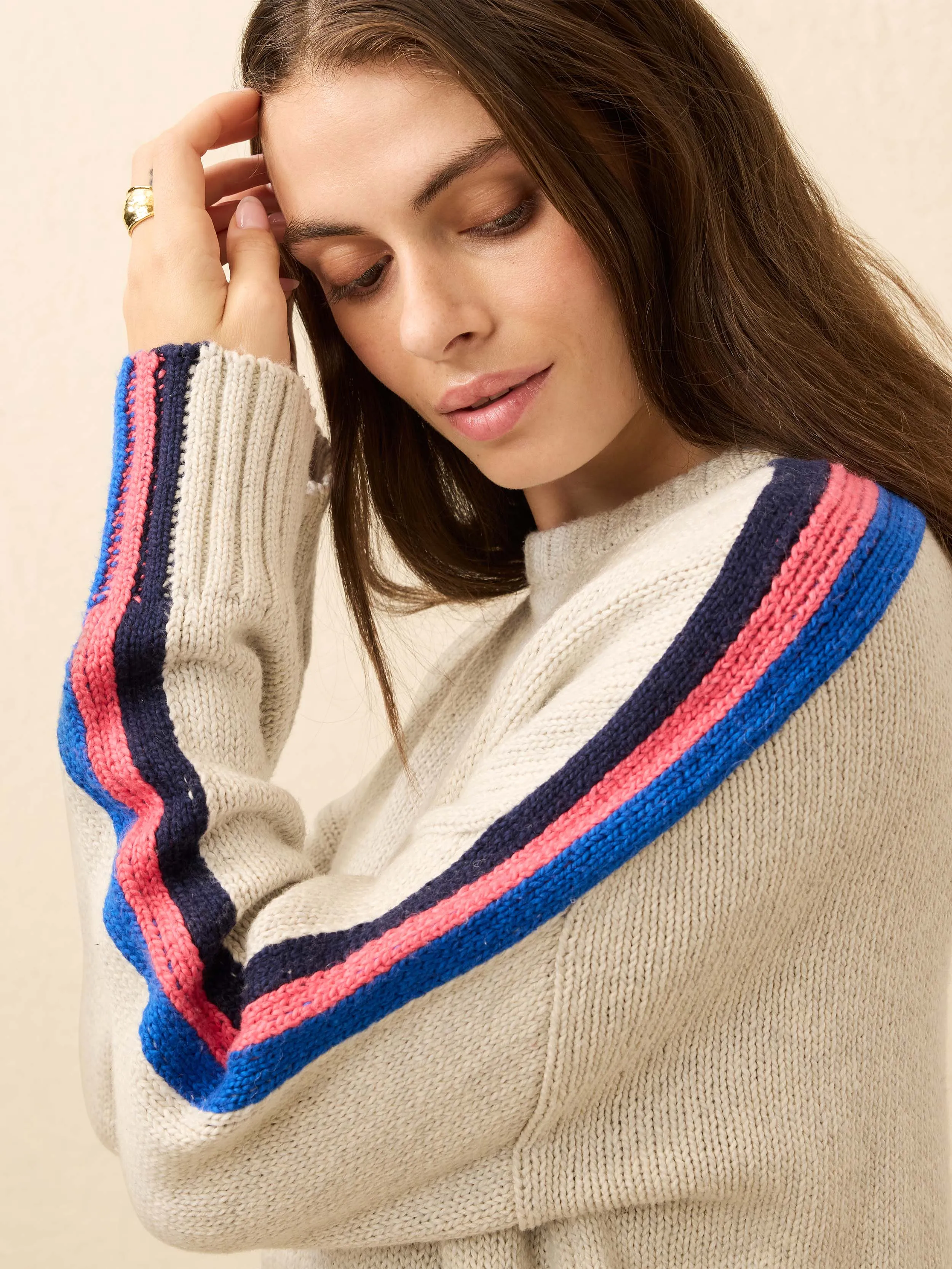 Heirloom Cotton Summit Pullover - Ice Grey Heather Stripe sold by Faherty product image thumbnail 2