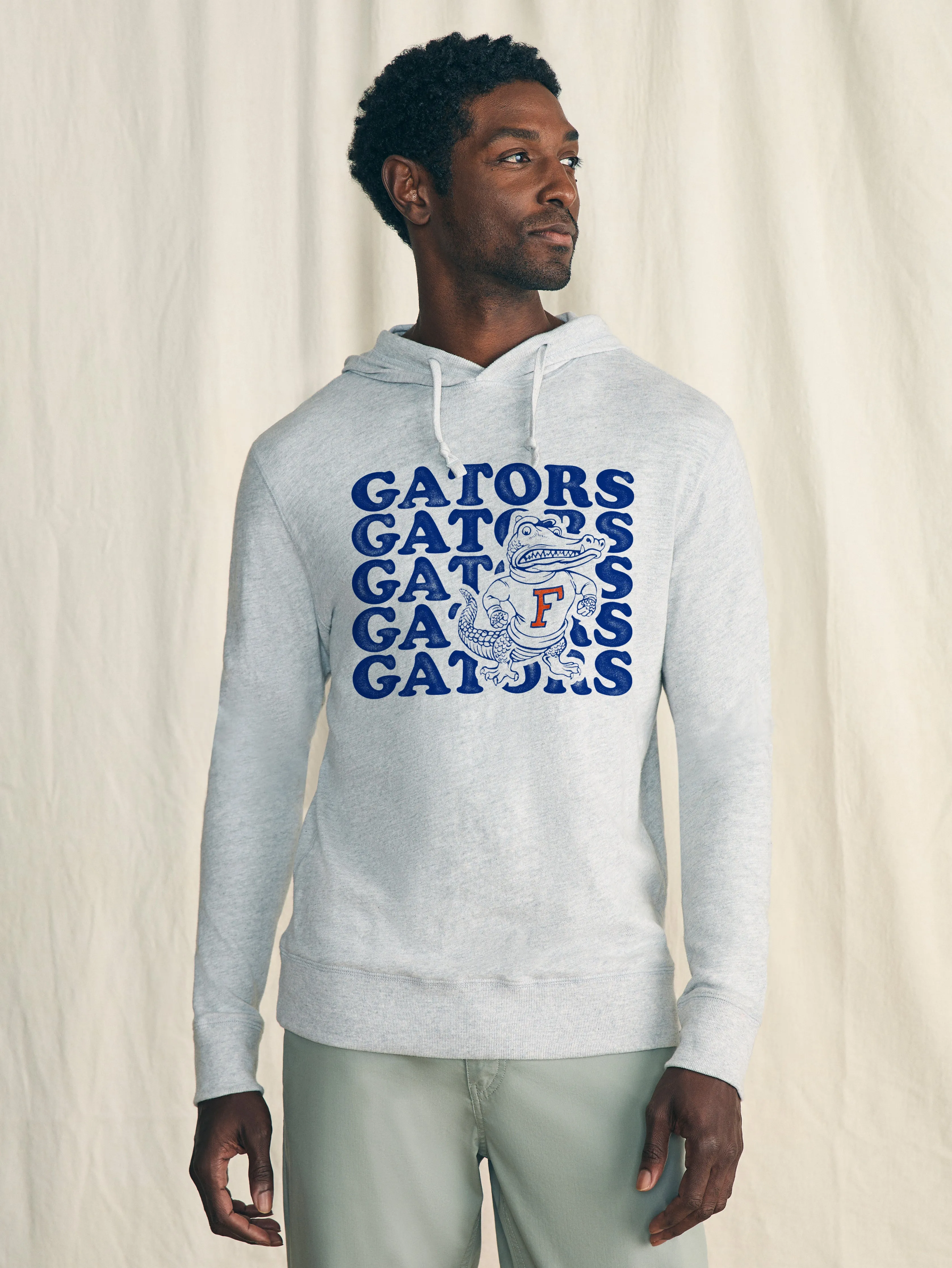 University of Florida Sunwashed Slub Hoodie - Light Heather Grey sold by Faherty