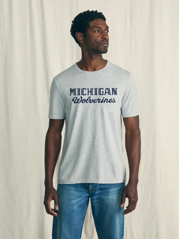University of Michigan Sunwashed Tee - Granite Heather sold by Faherty