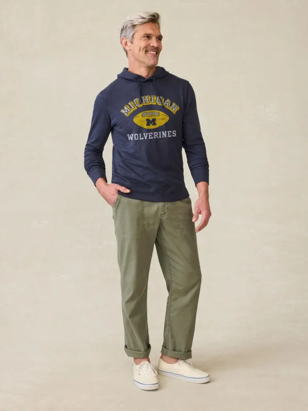 University of Michigan Sunwashed Slub Hoodie - Blue Nights sold by Faherty