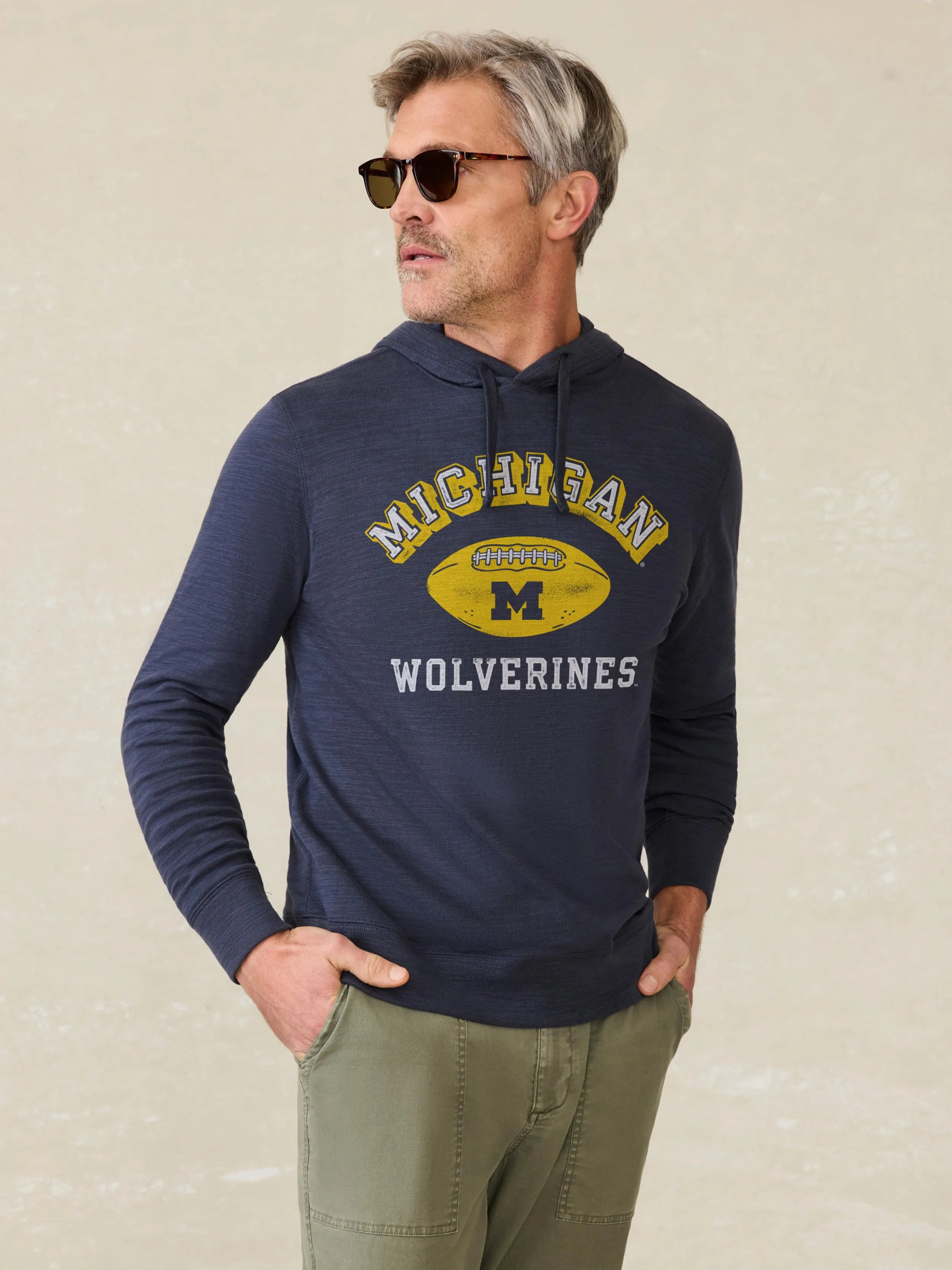 University of Michigan Sunwashed Slub Hoodie - Blue Nights sold by Faherty product image thumbnail 2