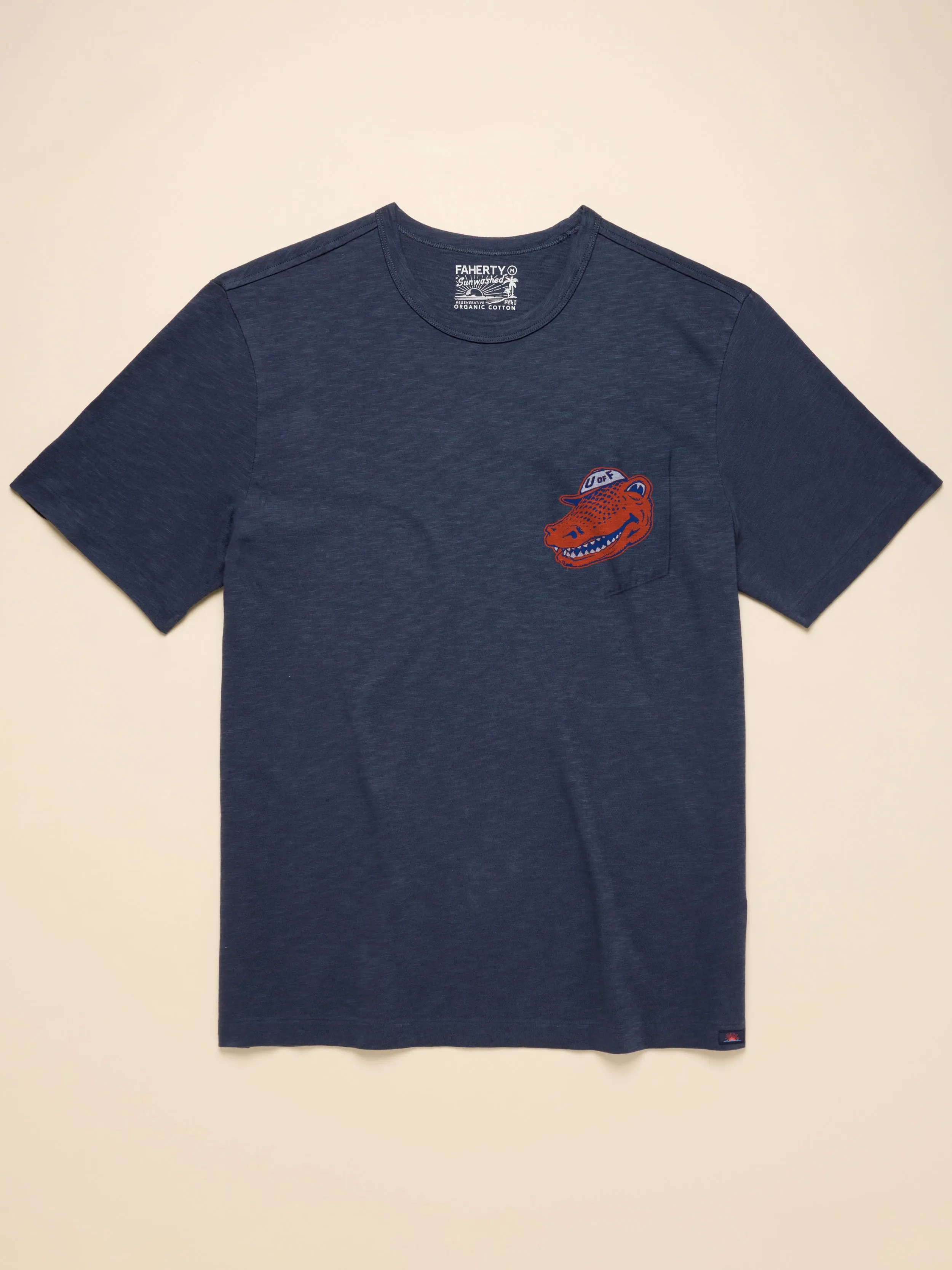 University of Florida Sunwashed Pocket Tee - Dune Navy sold by Faherty product image thumbnail 4