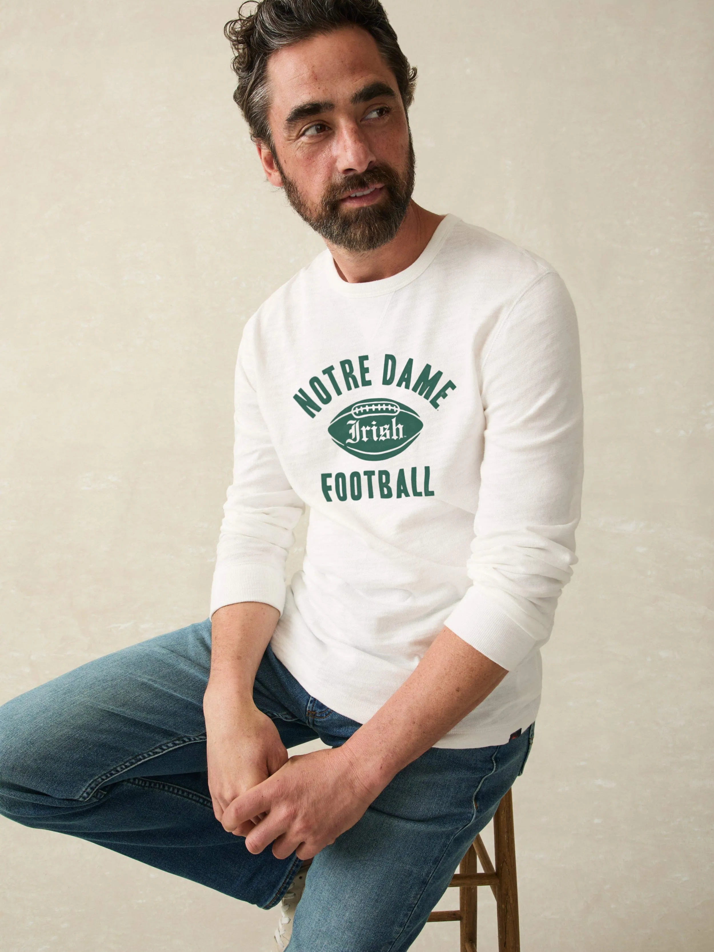 Notre Dame Sunwashed Organic Crew - White sold by Faherty product image thumbnail 2