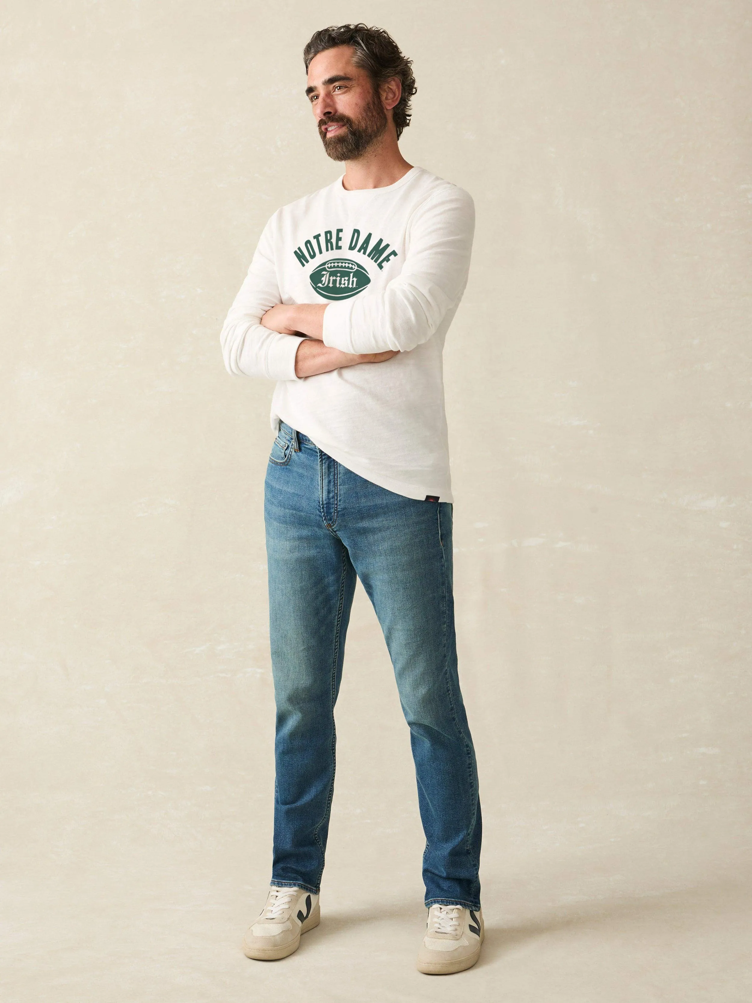 Notre Dame Sunwashed Organic Crew - White sold by Faherty product image thumbnail 3