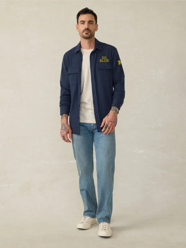 University of Michigan Legend Sweater Shirt - Brighton Navy Twill sold by Faherty