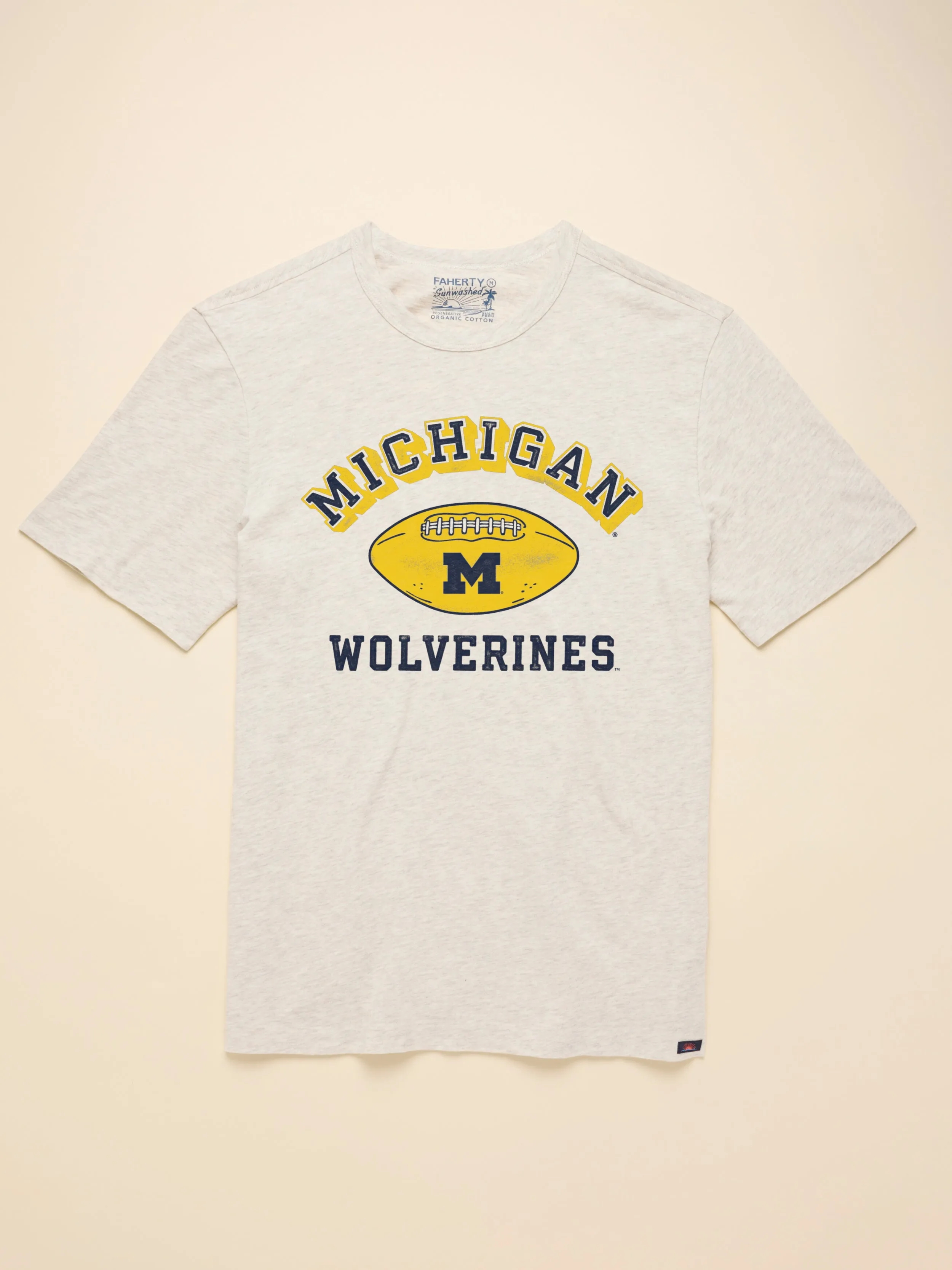 University of Michigan Sunwashed Tee - Island Dune Heather sold by Faherty product image thumbnail 3