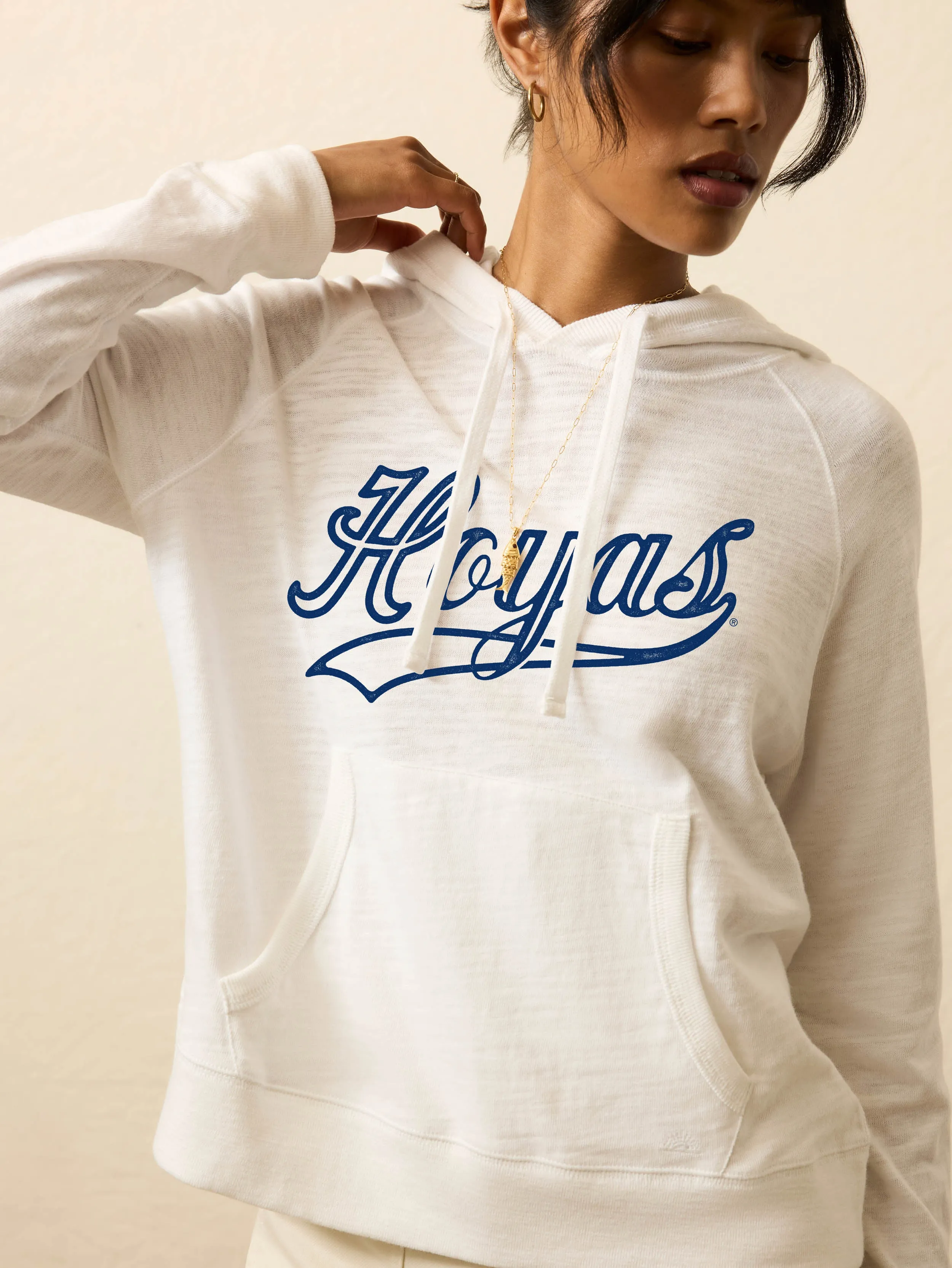 Georgetown Sunwashed Midweight Organic Hoodie - White sold by Faherty product image thumbnail 2