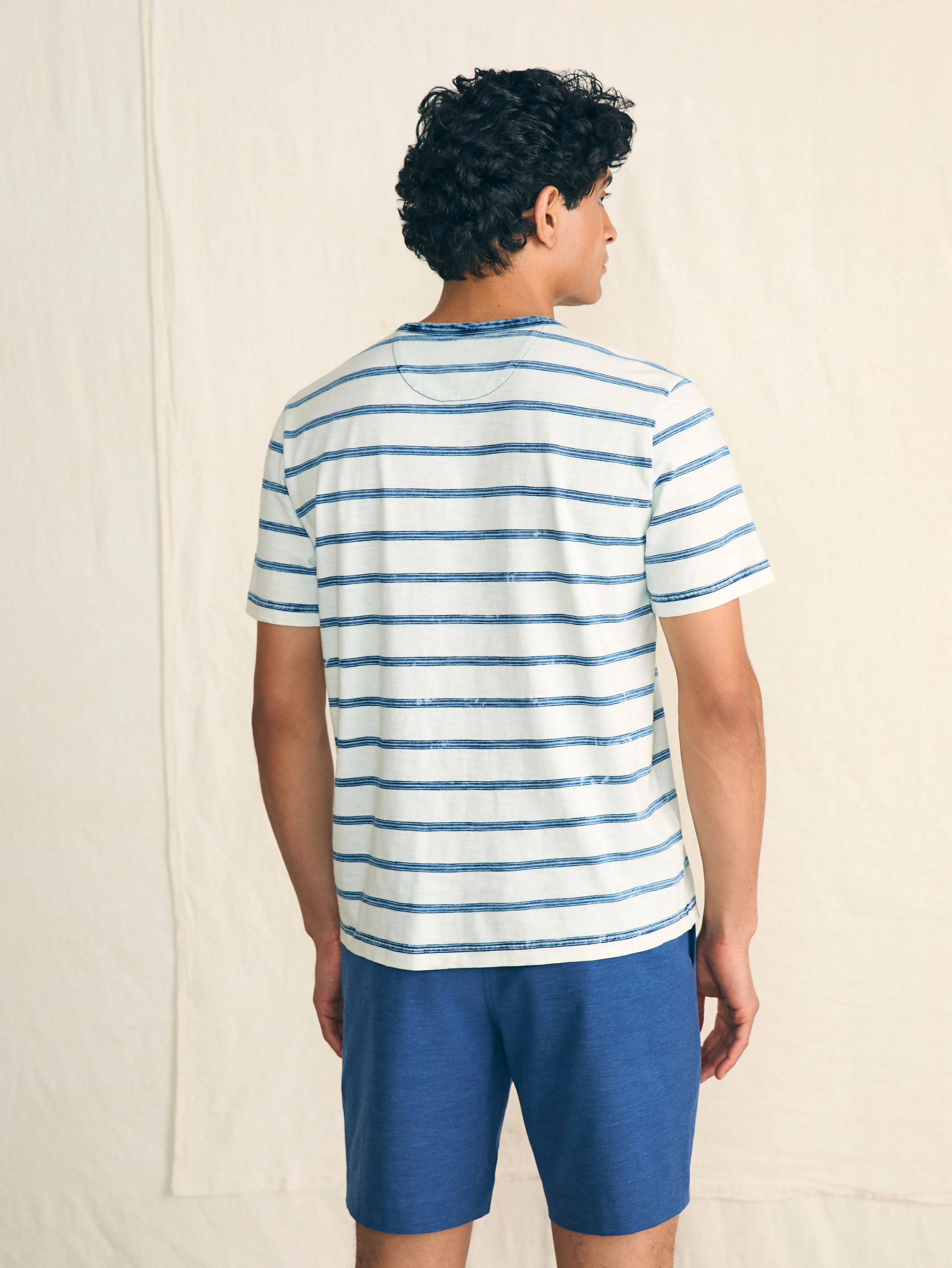 Short-Sleeve Indigo Pocket Tee - Indigo Tide Stripe sold by Faherty product image thumbnail 5
