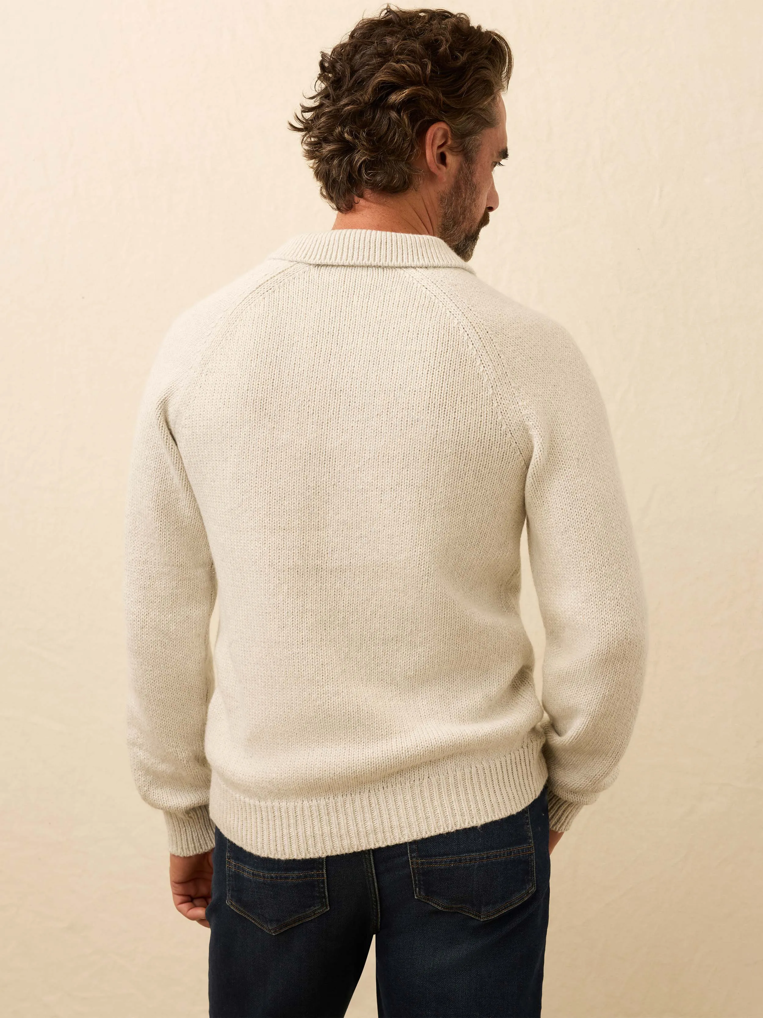 Heirloom Long-Sleeve Sweater Polo - Heather Grey sold by Faherty product image thumbnail 5