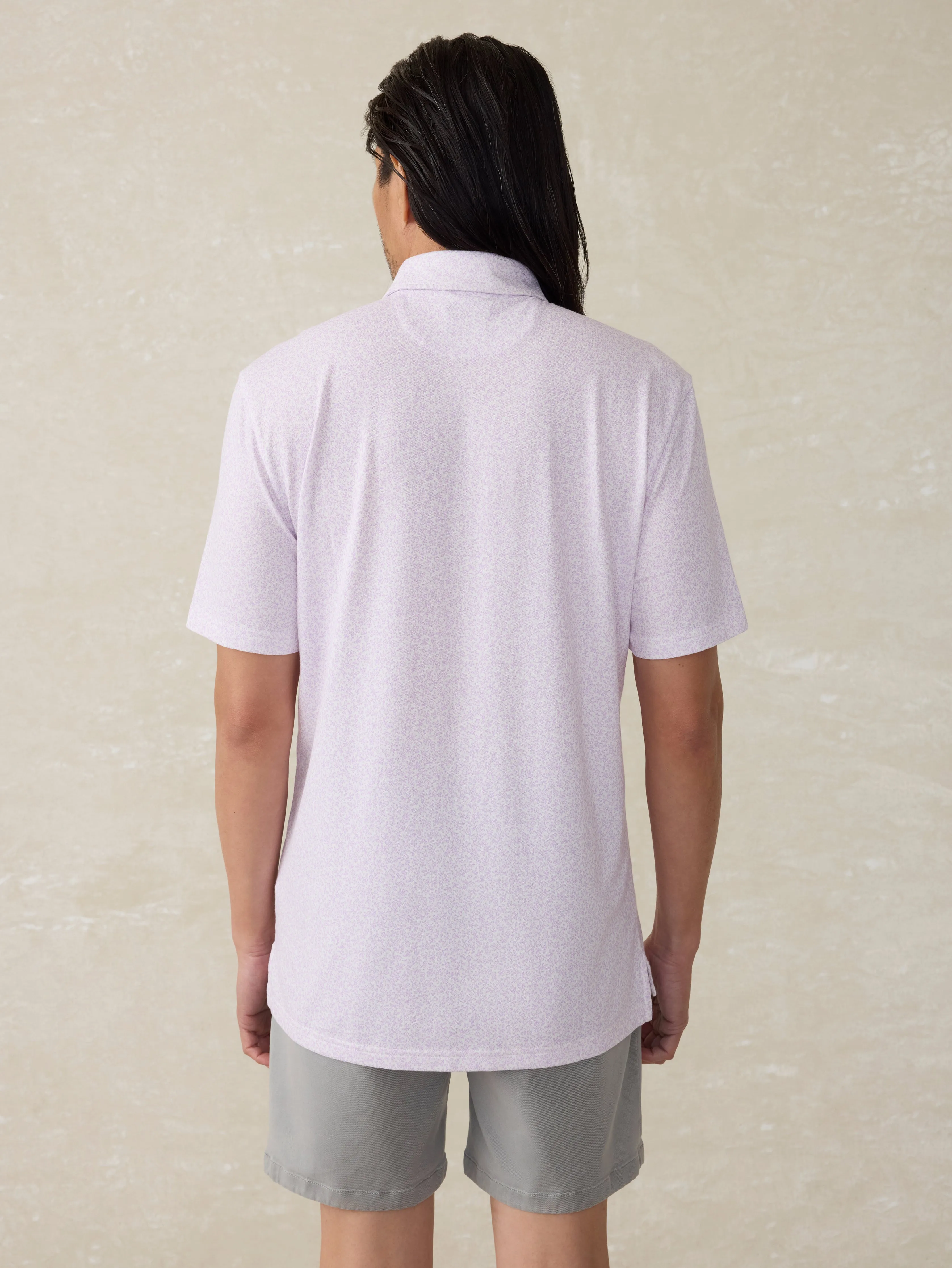 Short-Sleeve Movement™ Pique Polo - Lilac Summer Vines sold by Faherty product image thumbnail 3