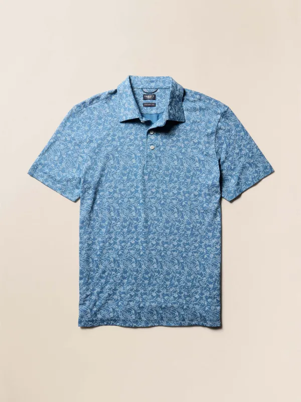 Short-Sleeve Movement™ Pique Polo - Blue Woodland Sky sold by Faherty