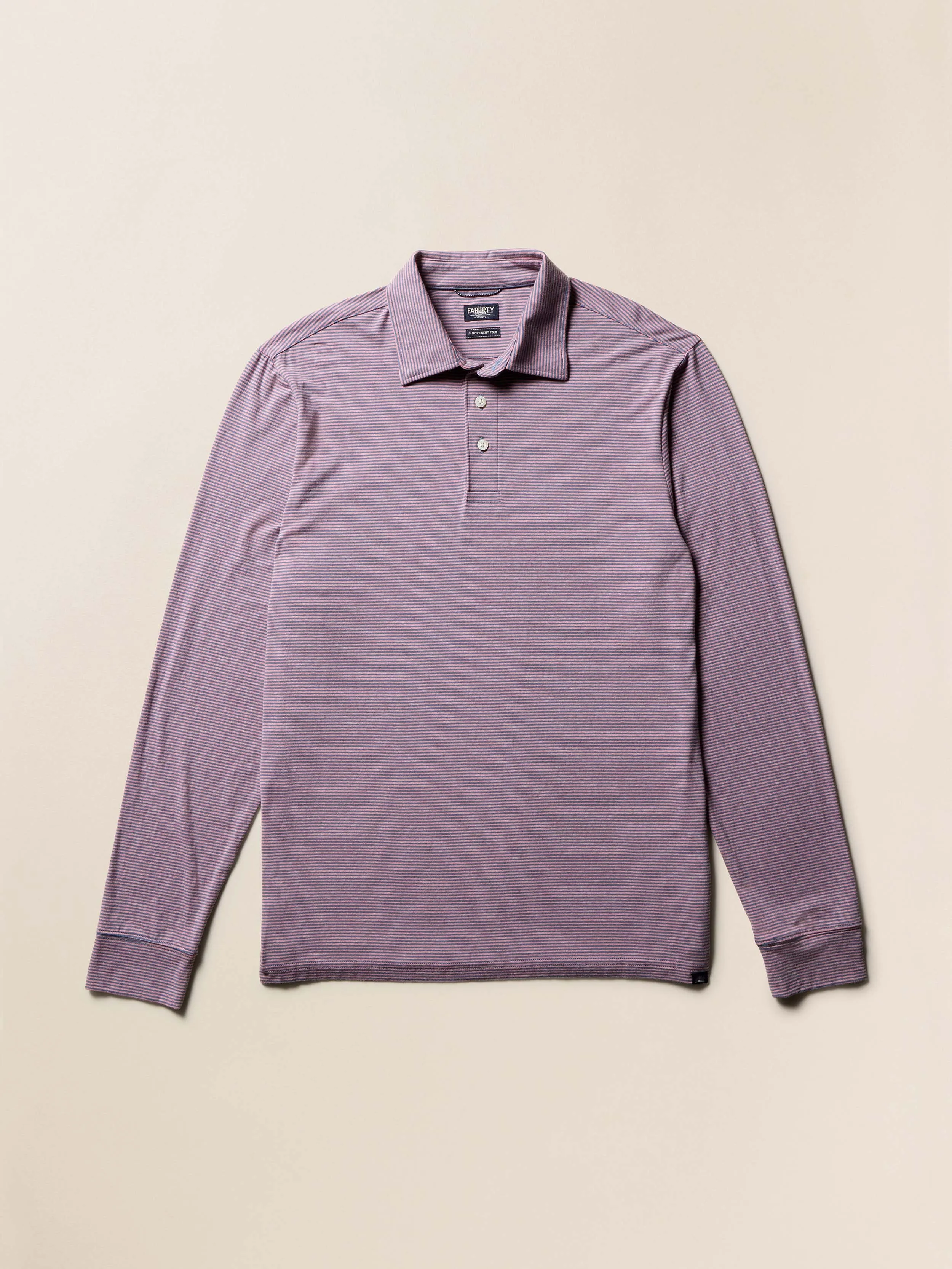 Long-Sleeve Movement™ Polo - Three Springs Stripe sold by Faherty