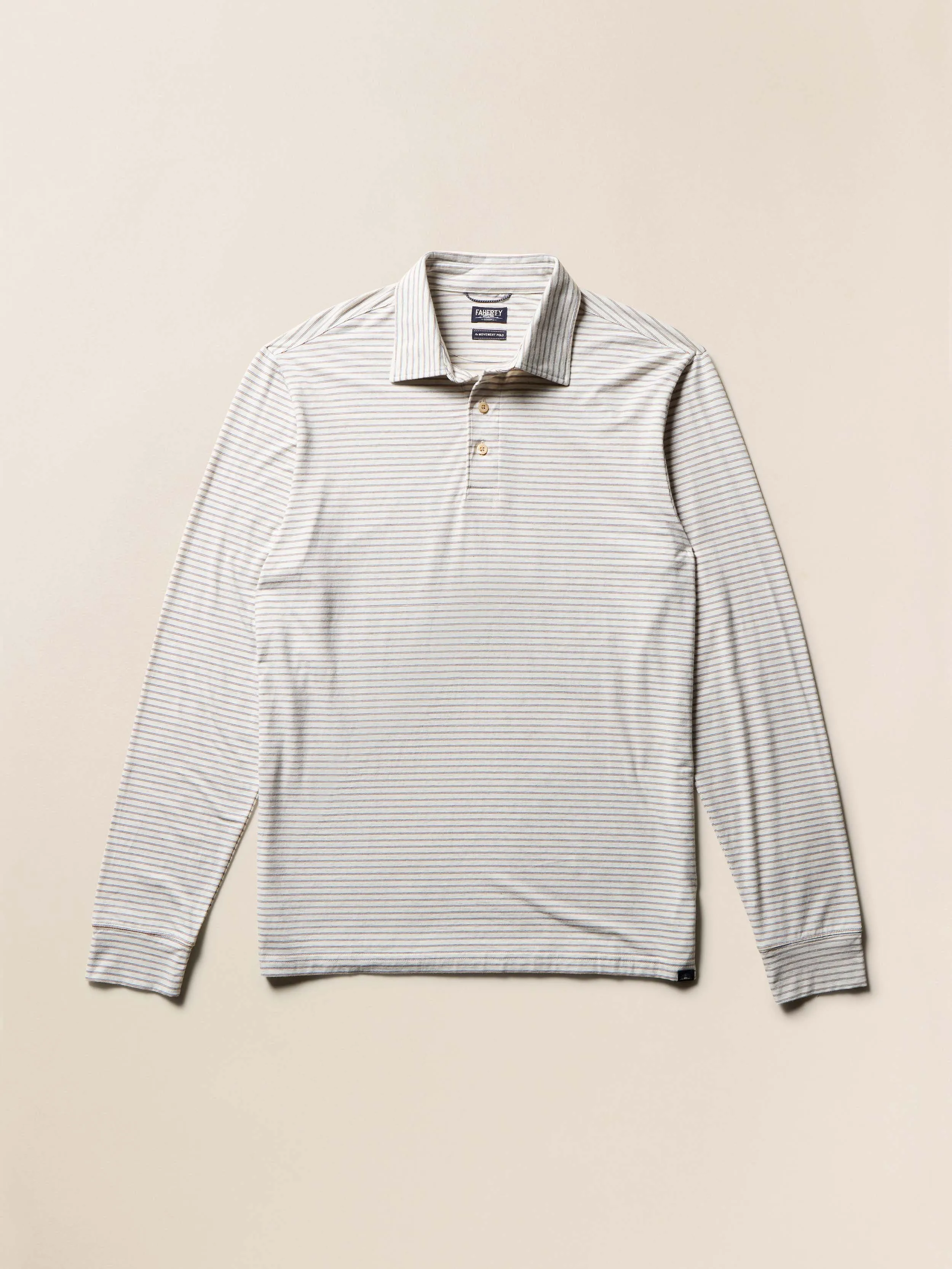 Long-Sleeve Movement™ Polo - Logan Creek Stripe sold by Faherty