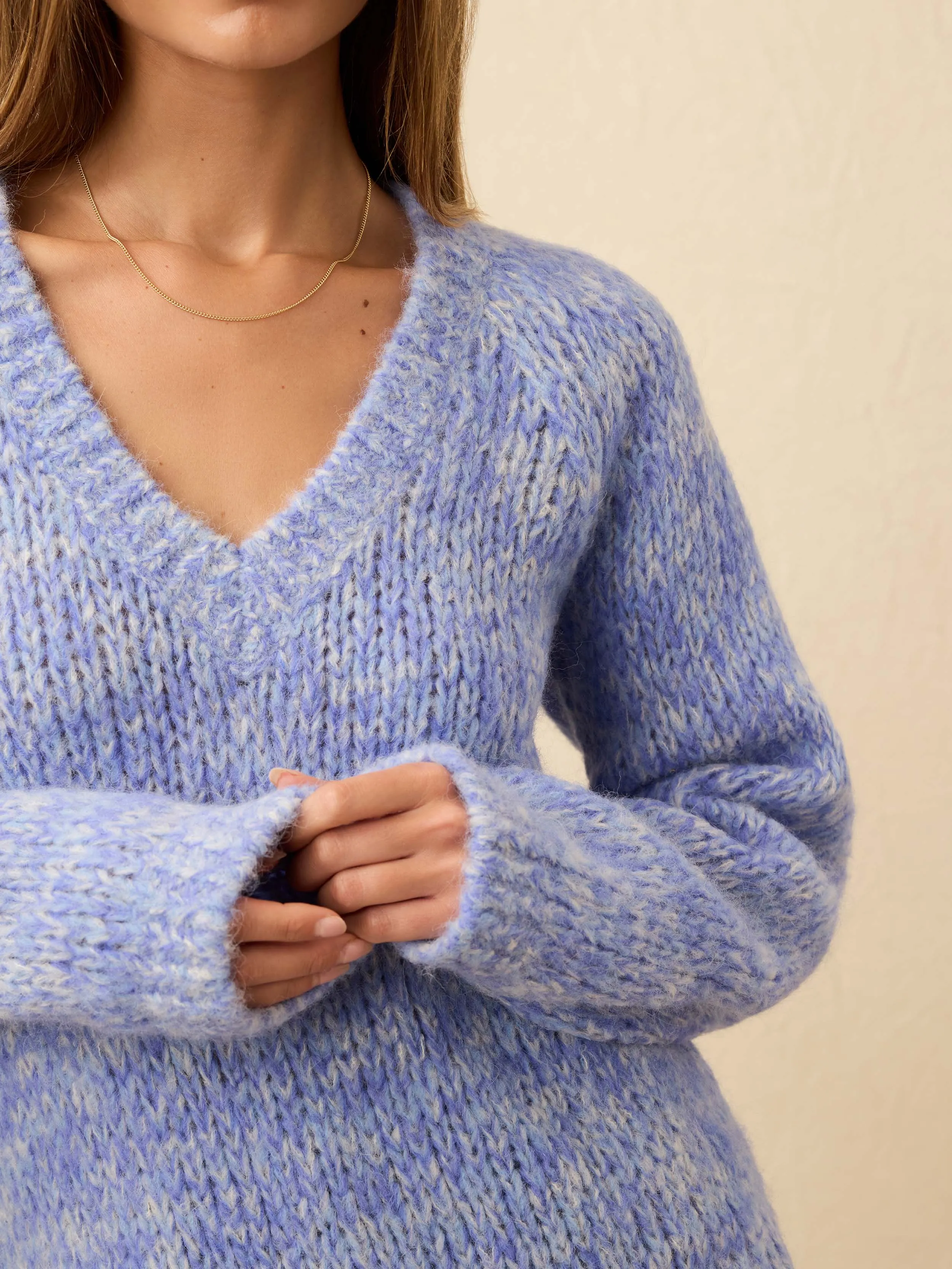 Après Alpaca V-Neck Pullover - Saltwater Blue sold by Faherty product image thumbnail 2