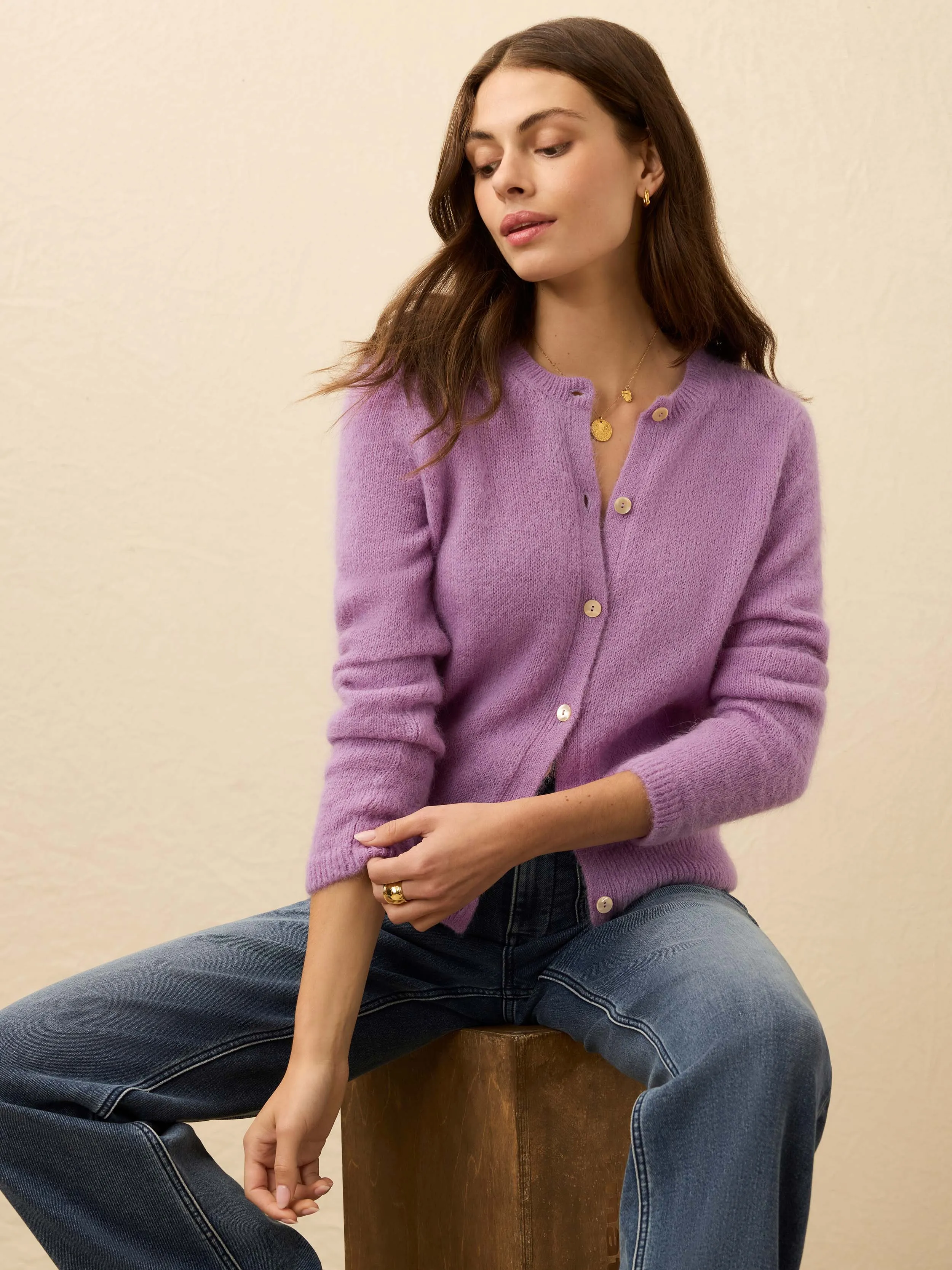 Après Alpaca Long-Sleeve Cardigan - Lilac sold by Faherty product image thumbnail 2