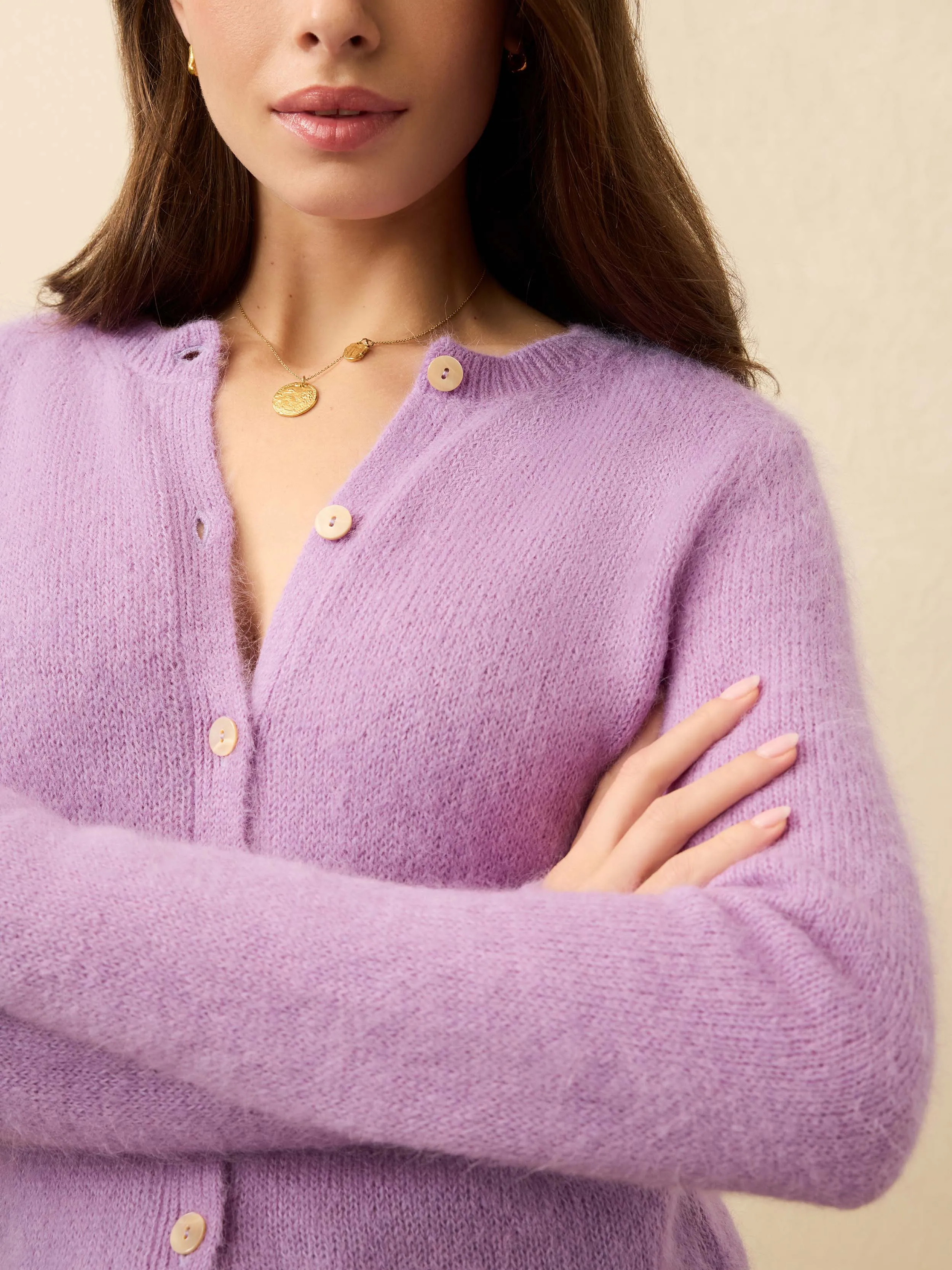 Après Alpaca Long-Sleeve Cardigan - Lilac sold by Faherty product image thumbnail 5