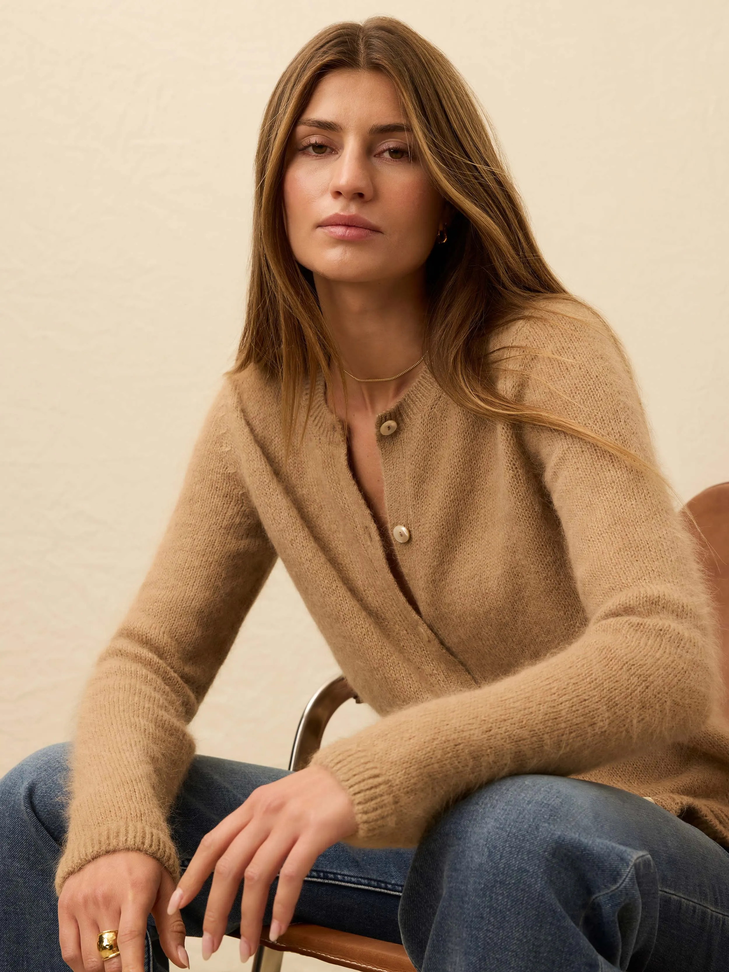 Après Alpaca Long Sleeve Cardigan - Oatmeal sold by Faherty product image thumbnail 5