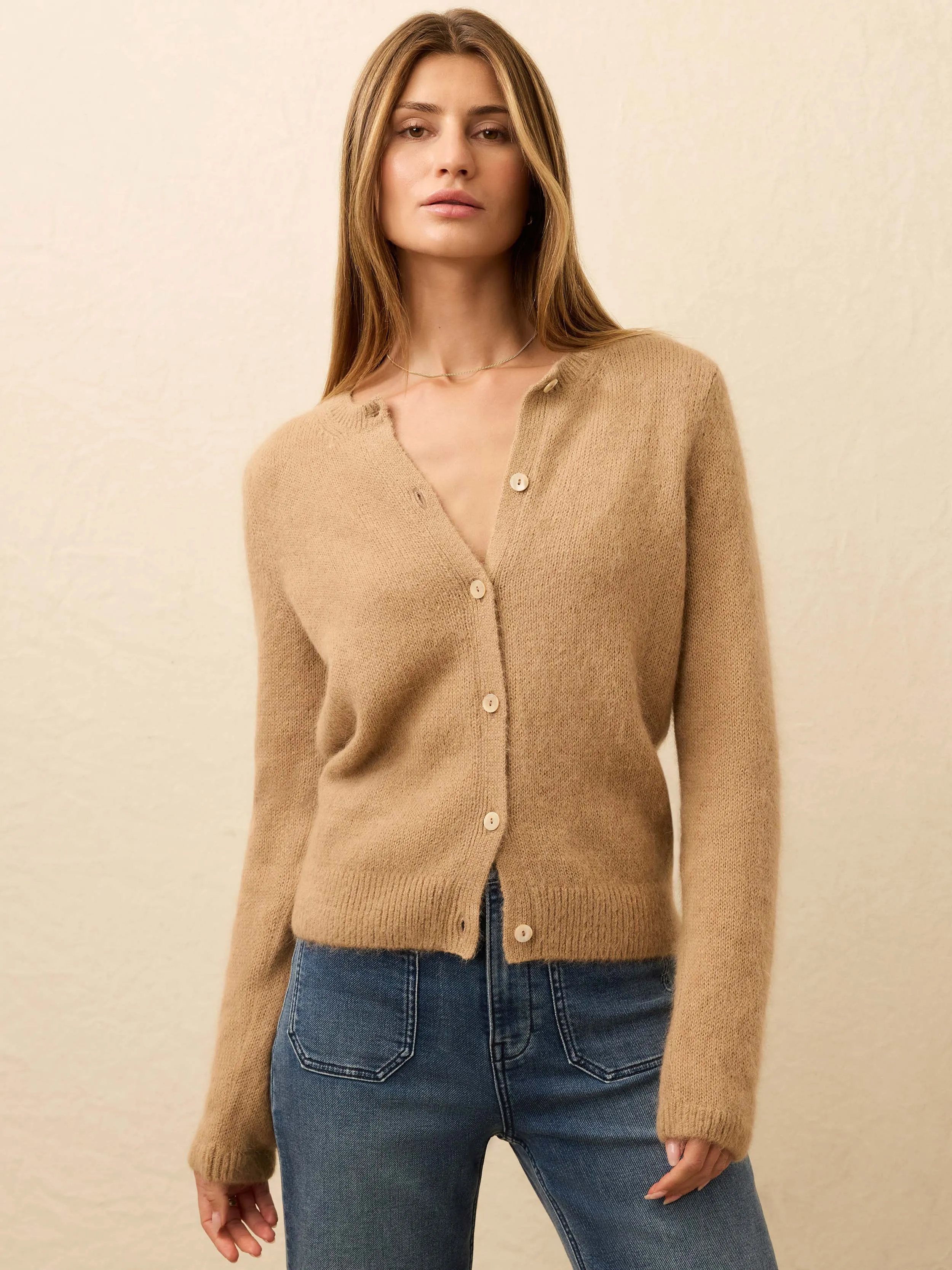 Après Alpaca Long Sleeve Cardigan - Oatmeal sold by Faherty product image thumbnail 3