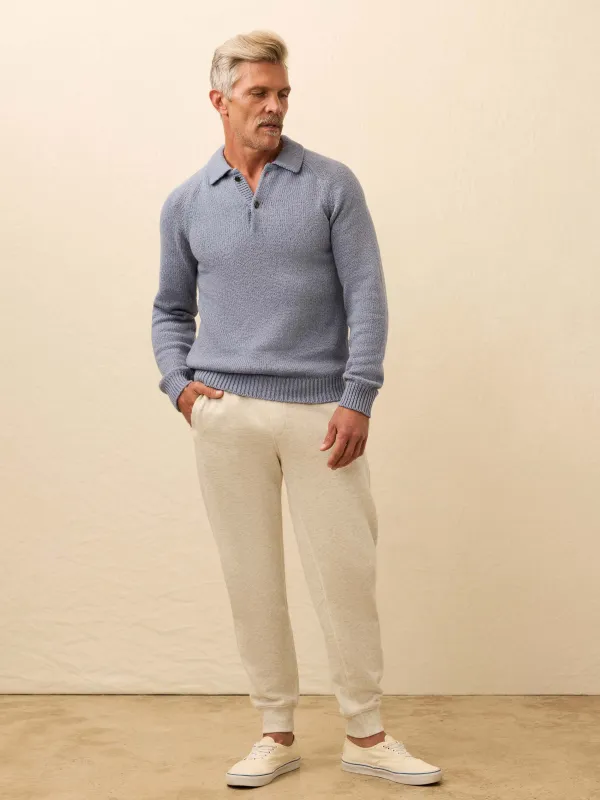 Heirloom Long-Sleeve Sweater Polo - Flint Sky sold by Faherty