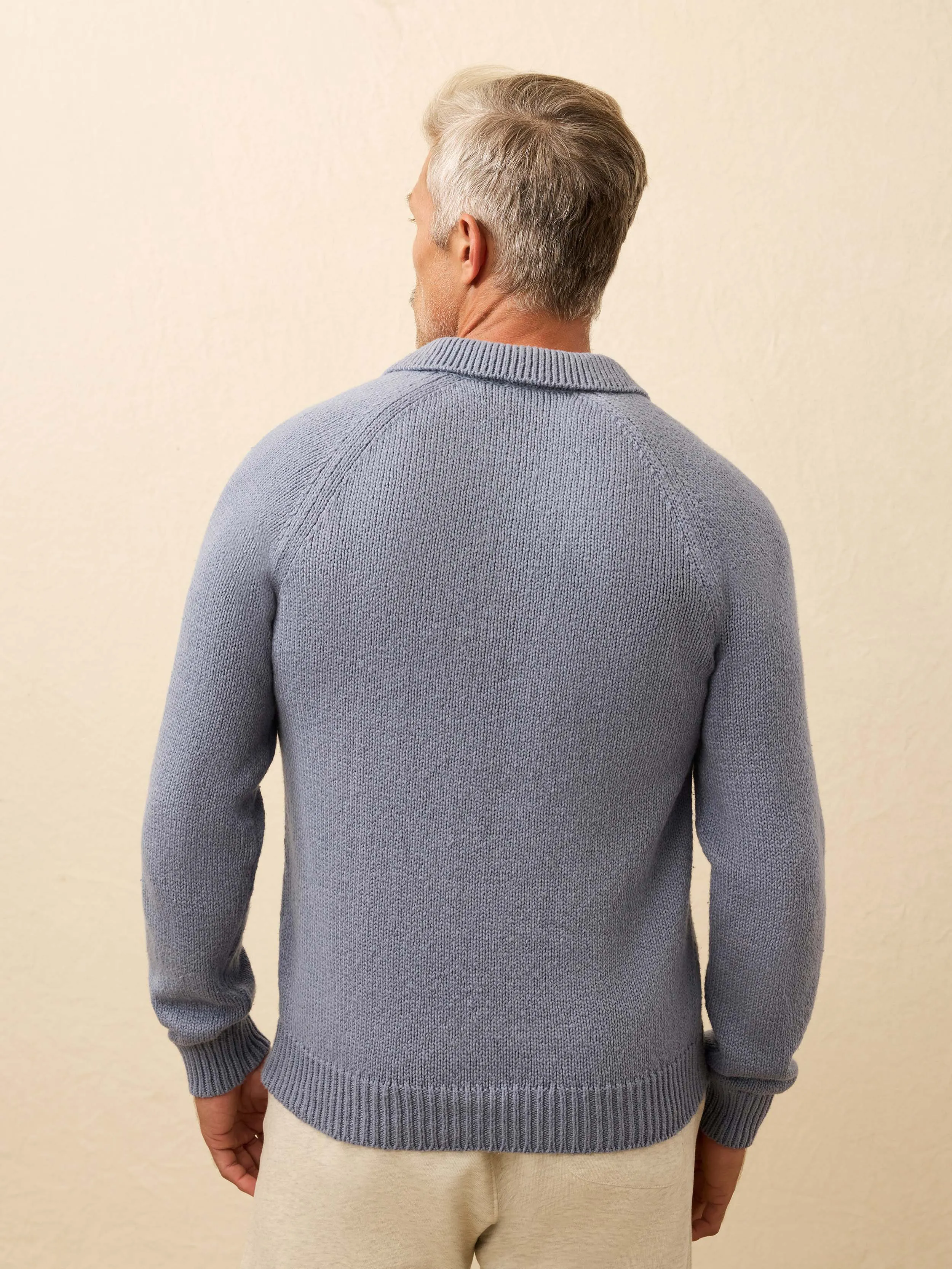 Heirloom Long-Sleeve Sweater Polo - Flint Sky sold by Faherty product image thumbnail 4