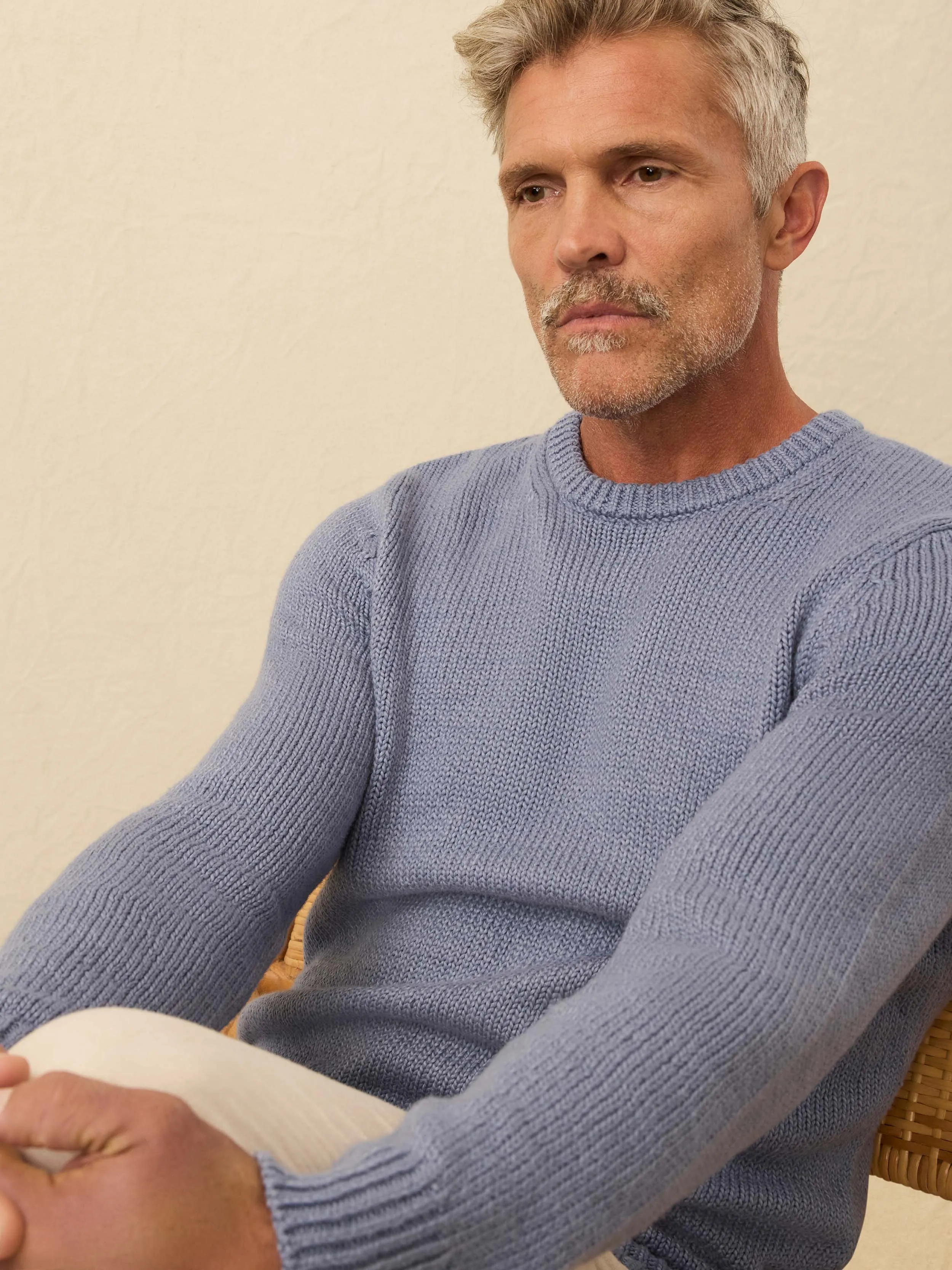 Heirloom Cotton Crewneck Sweater - Flint Sky sold by Faherty product image thumbnail 5