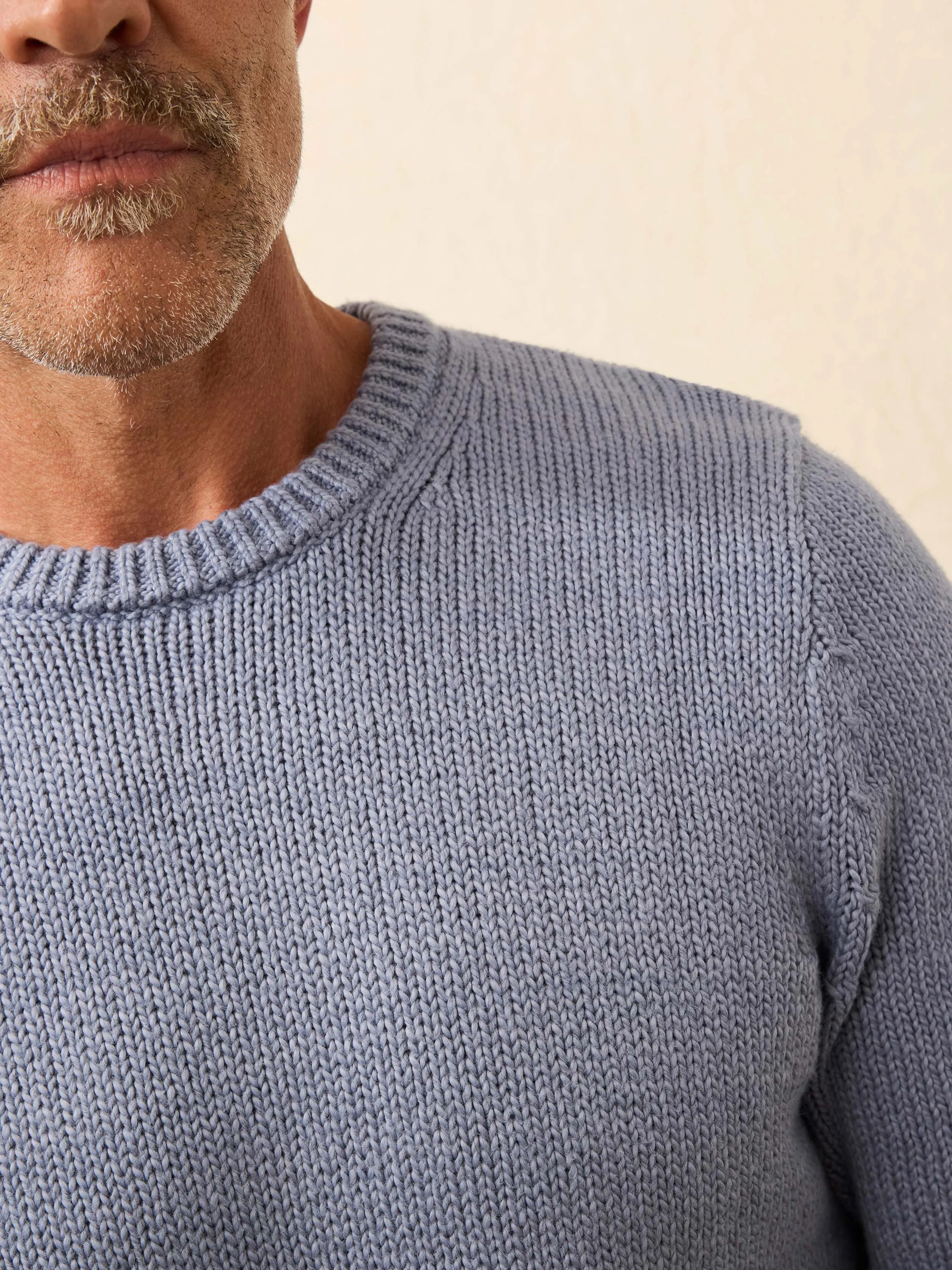 Heirloom Cotton Crewneck Sweater - Flint Sky sold by Faherty product image thumbnail 3