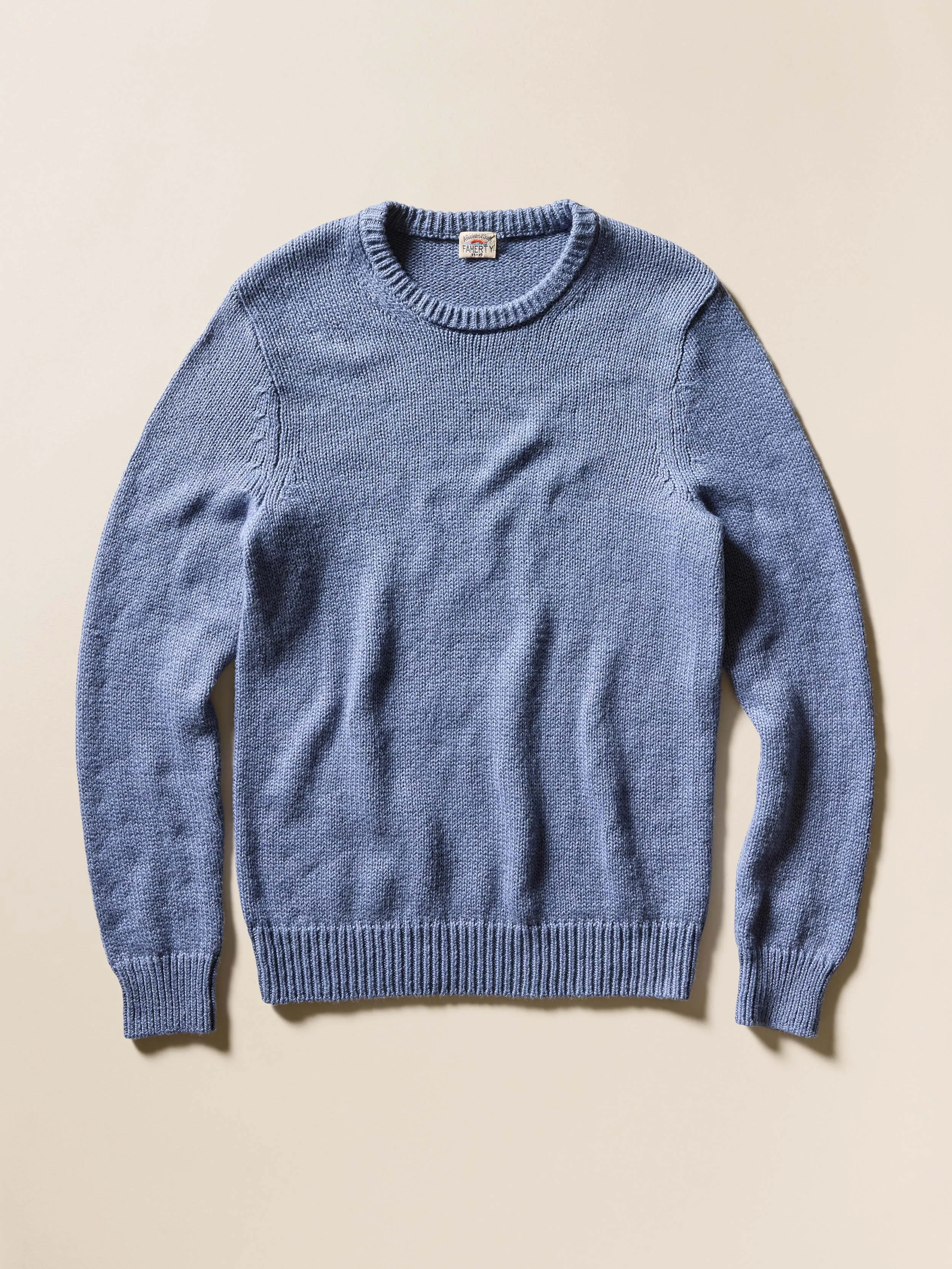 Heirloom Cotton Crewneck Sweater - Flint Sky sold by Faherty product image thumbnail 2