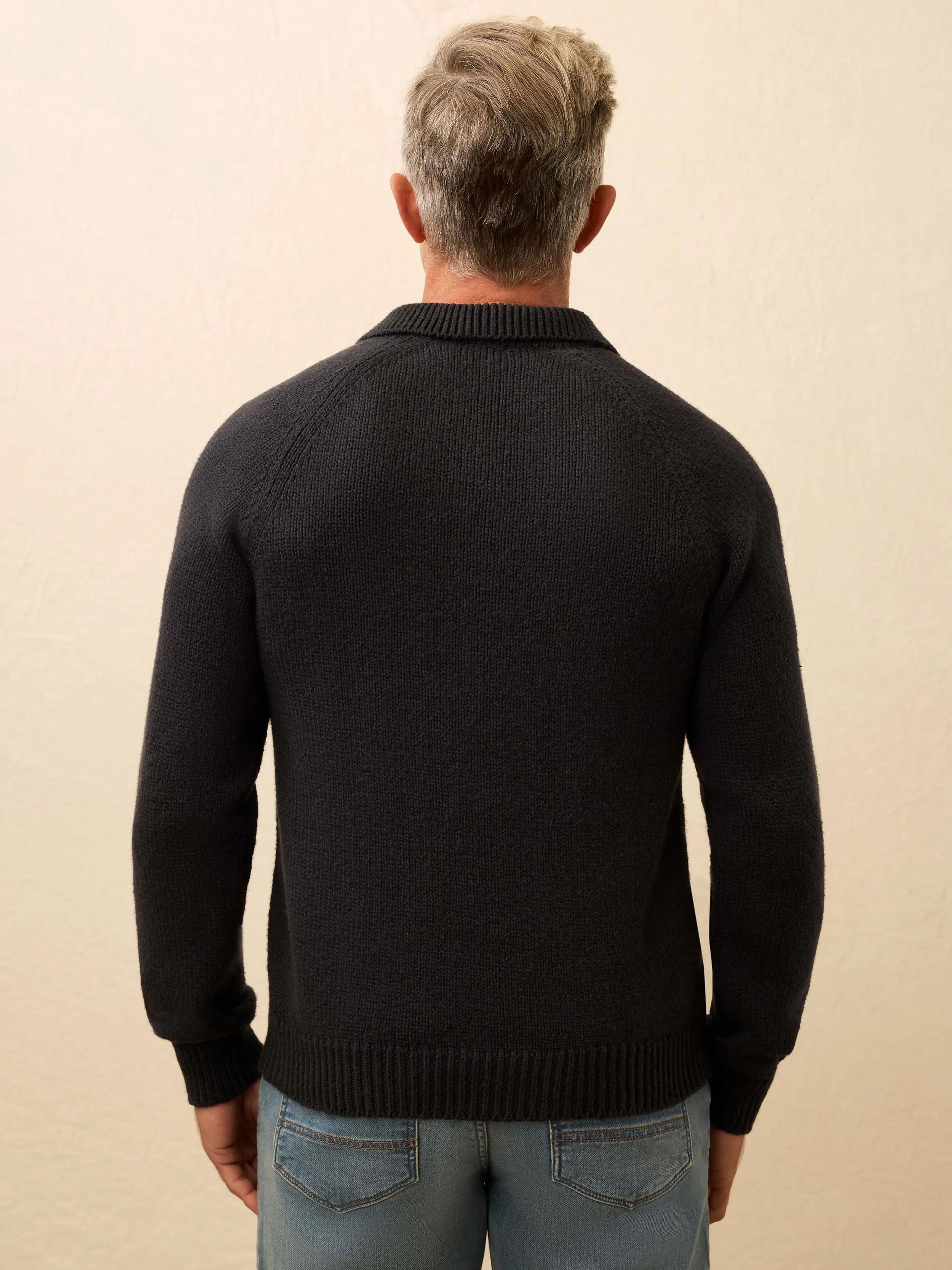 Heirloom Long-Sleeve Sweater Polo - Ridge Black sold by Faherty product image thumbnail 5