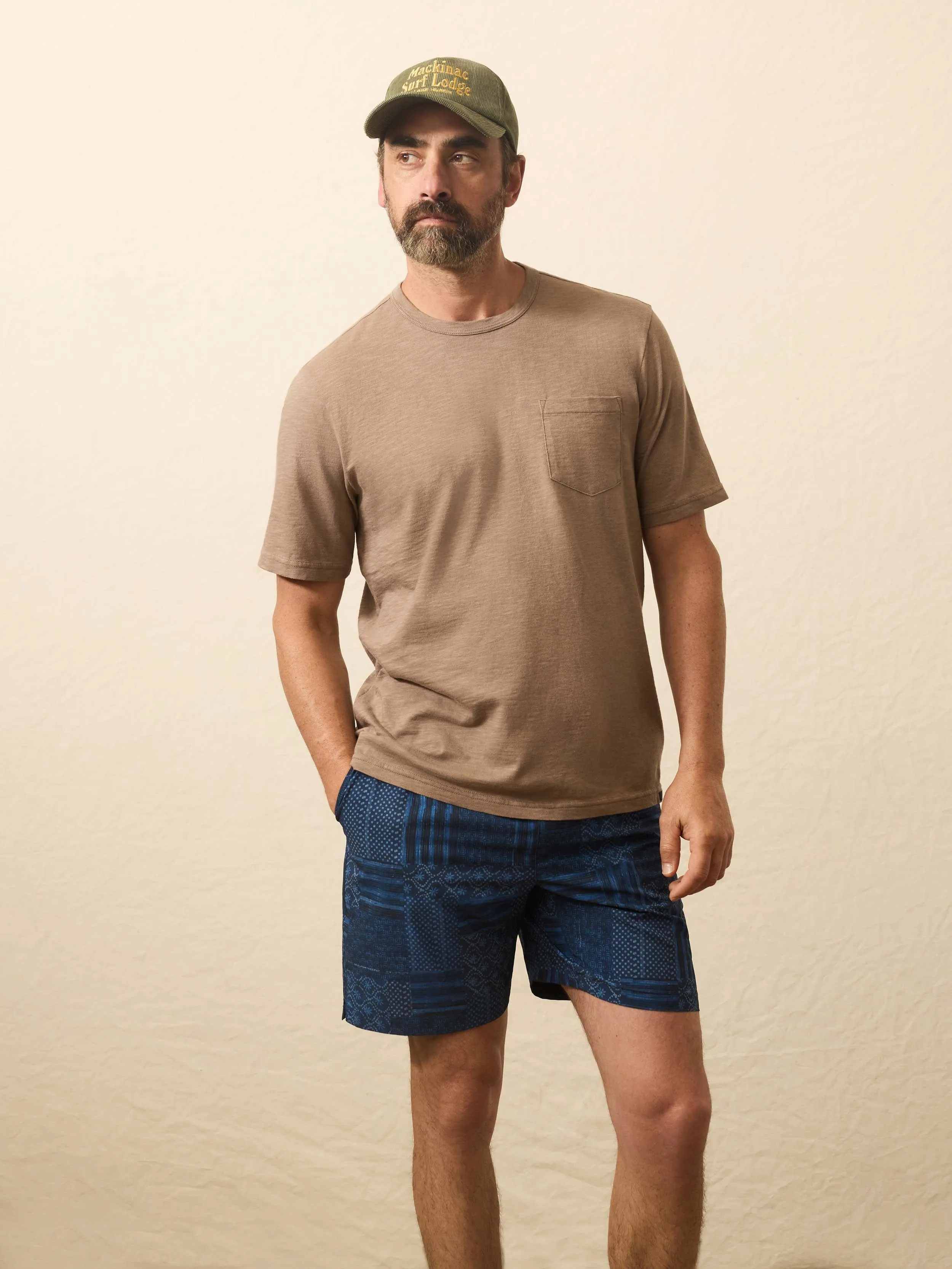 Sunwashed Regenerative Pocket Tee - Walnut Branch sold by Faherty