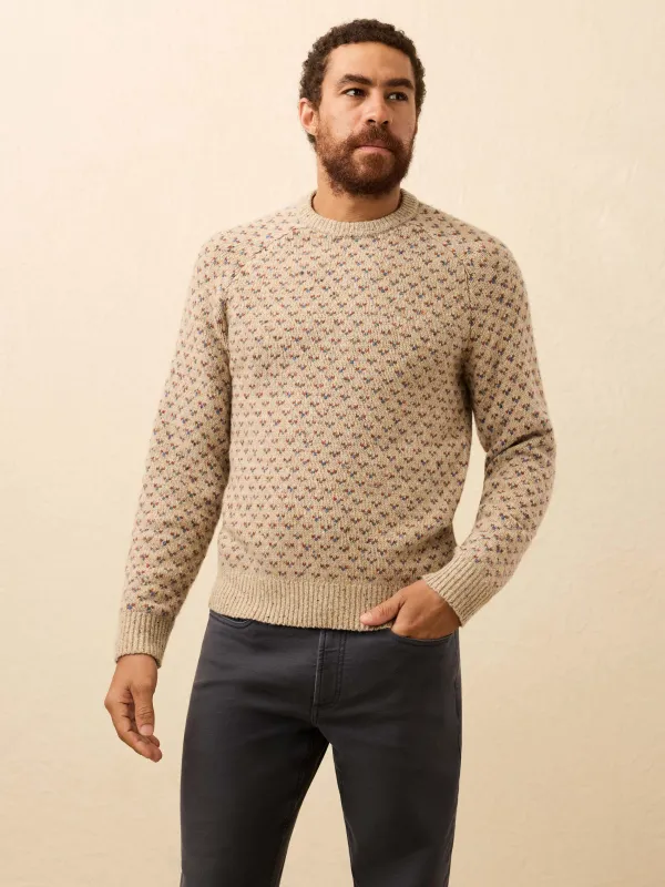 Donegal Crew Sweater - Oat Birdseye Marl sold by Faherty