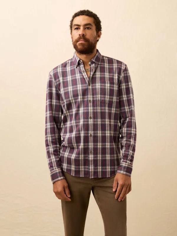 Coastline Knit Shirt - Burgundy Oak Plaid sold by Faherty
