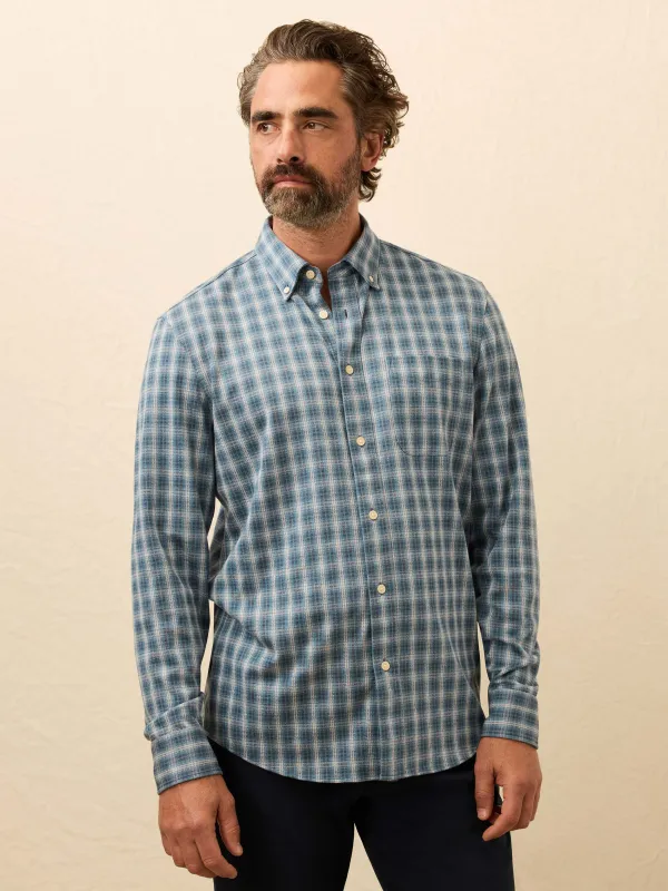 Coastline Knit Shirt - Azure Night Plaid sold by Faherty