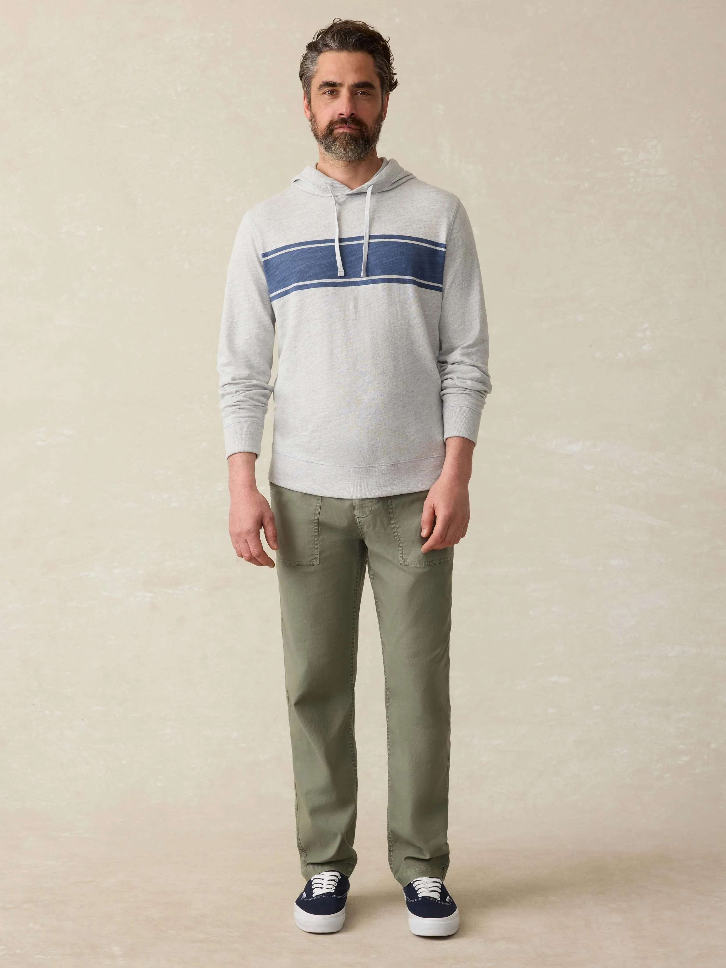 Sunwashed Slub Hoodie - Light Grey Heather Surf Stripe sold by Faherty product image thumbnail 3