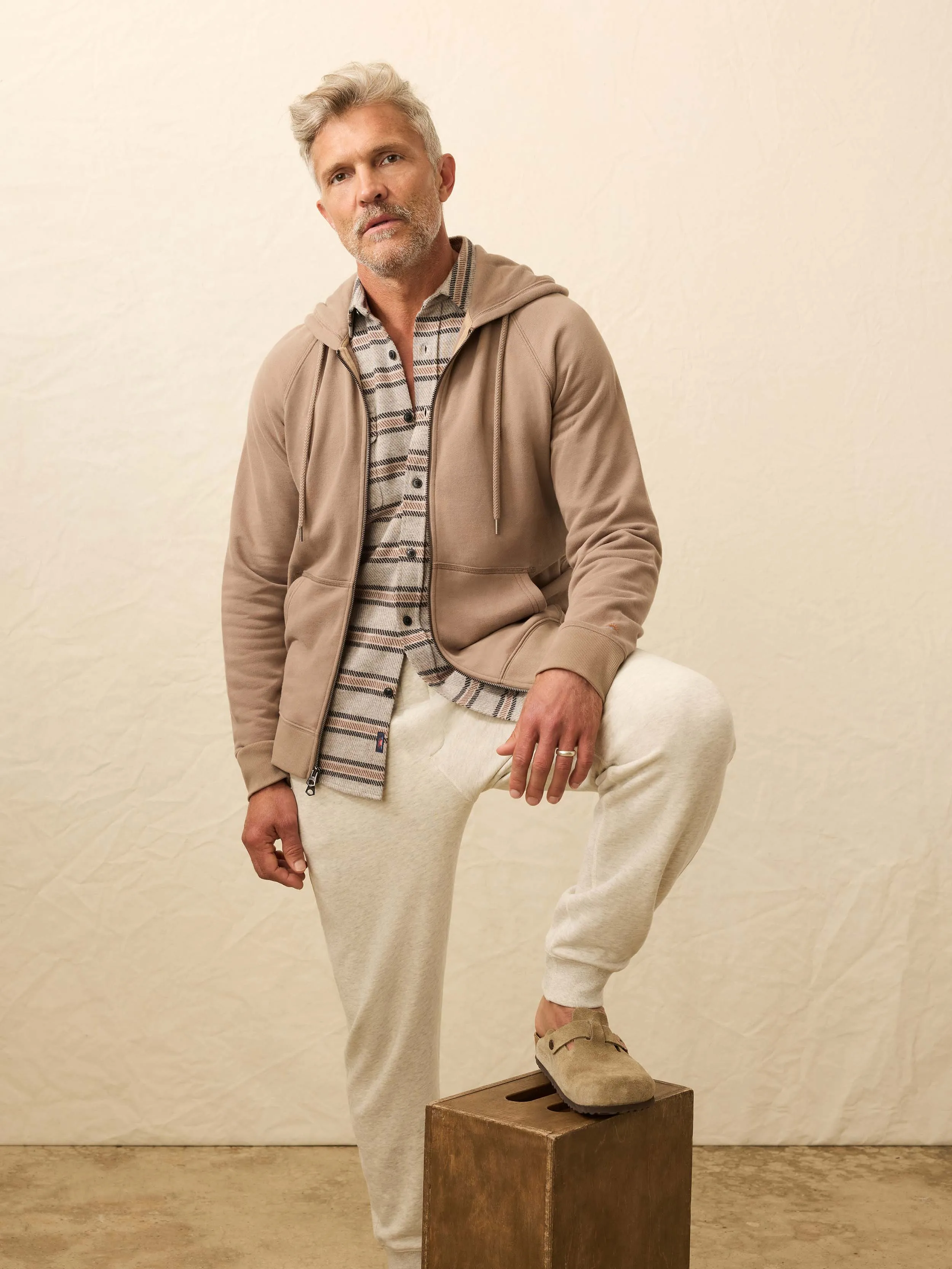 High Standard Fleece Zip Hoodie - Walnut Branch sold by Faherty