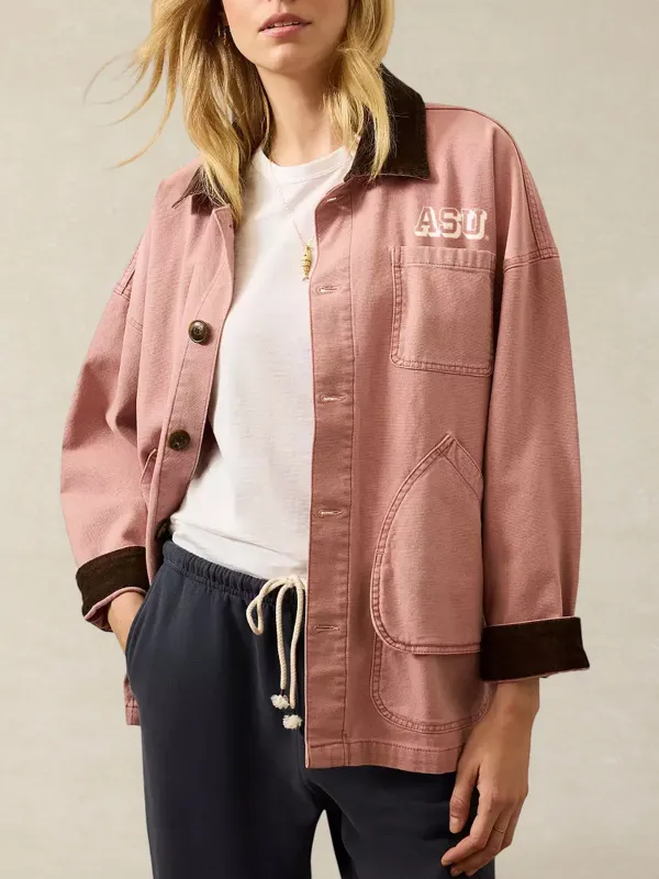 Arizona State University Sunwashed Canvas Barn Jacket - Nostalgia Rose sold by Faherty
