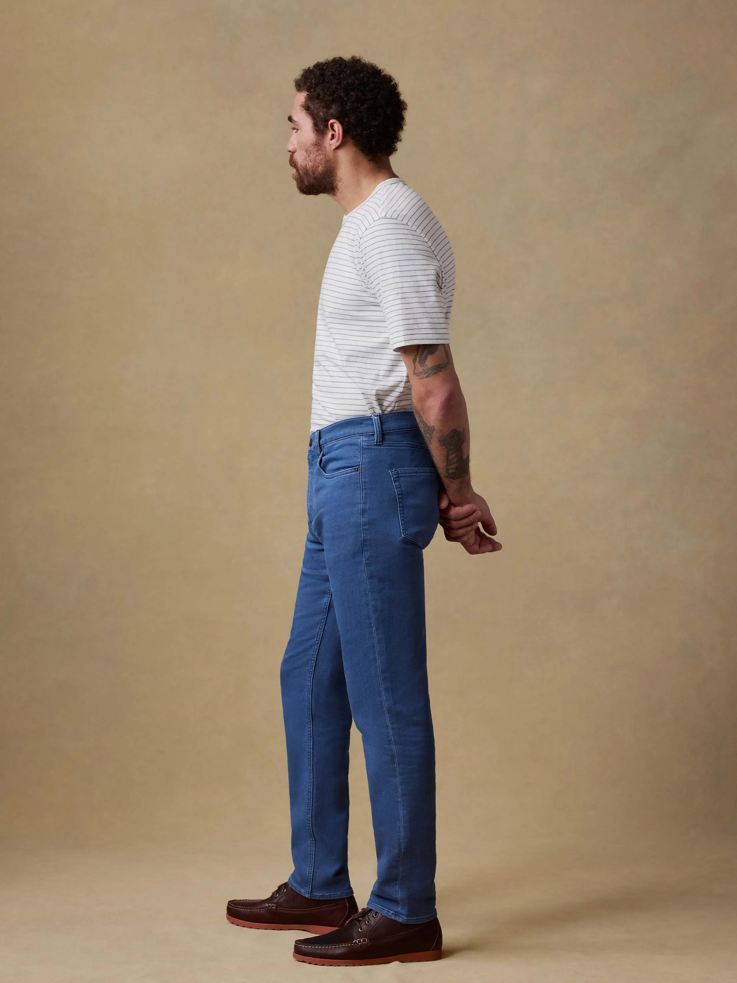 Stretch Terry 5-Pocket Pant - Pacific Tides sold by Faherty