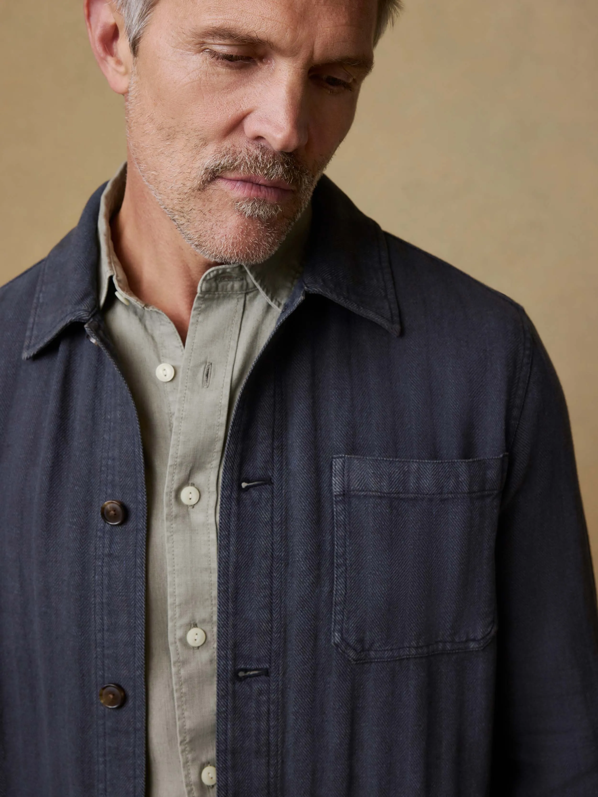Herringbone Studio Jacket - Polar Night Herringbone sold by Faherty product image thumbnail 3