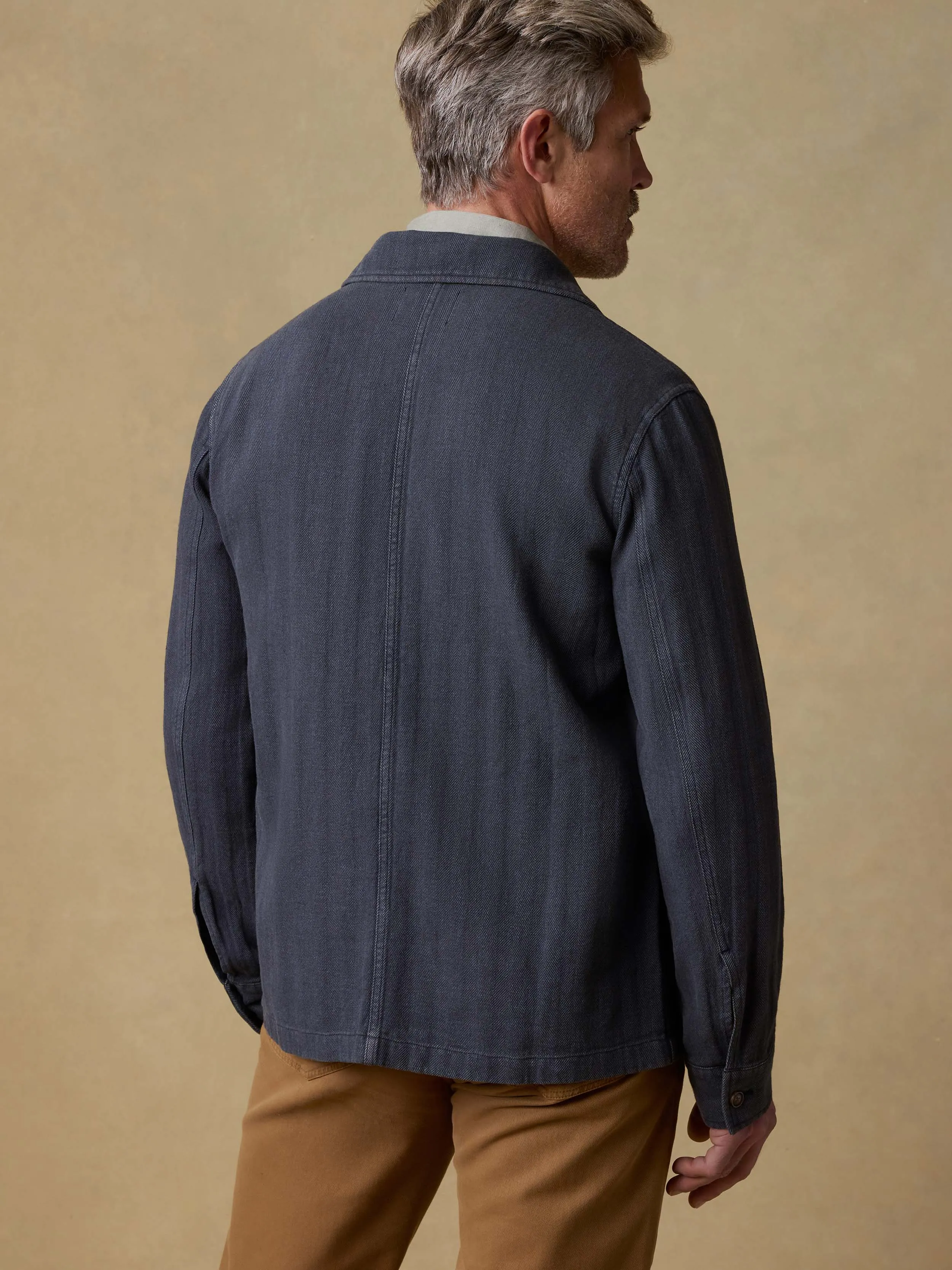 Herringbone Studio Jacket - Polar Night Herringbone sold by Faherty product image thumbnail 5