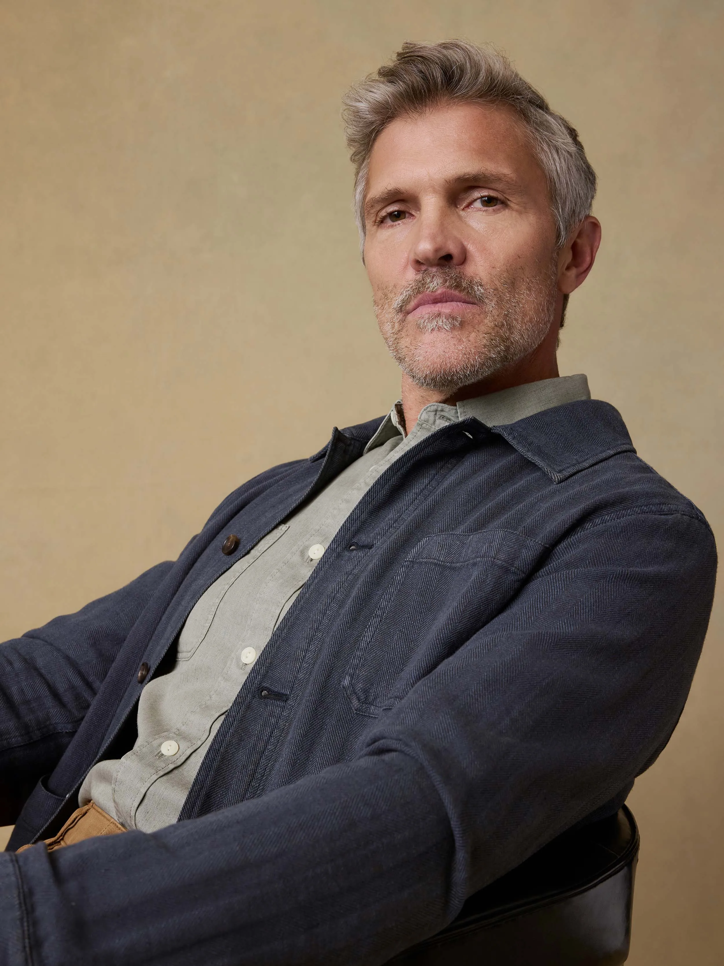 Herringbone Studio Jacket - Polar Night Herringbone sold by Faherty product image thumbnail 4