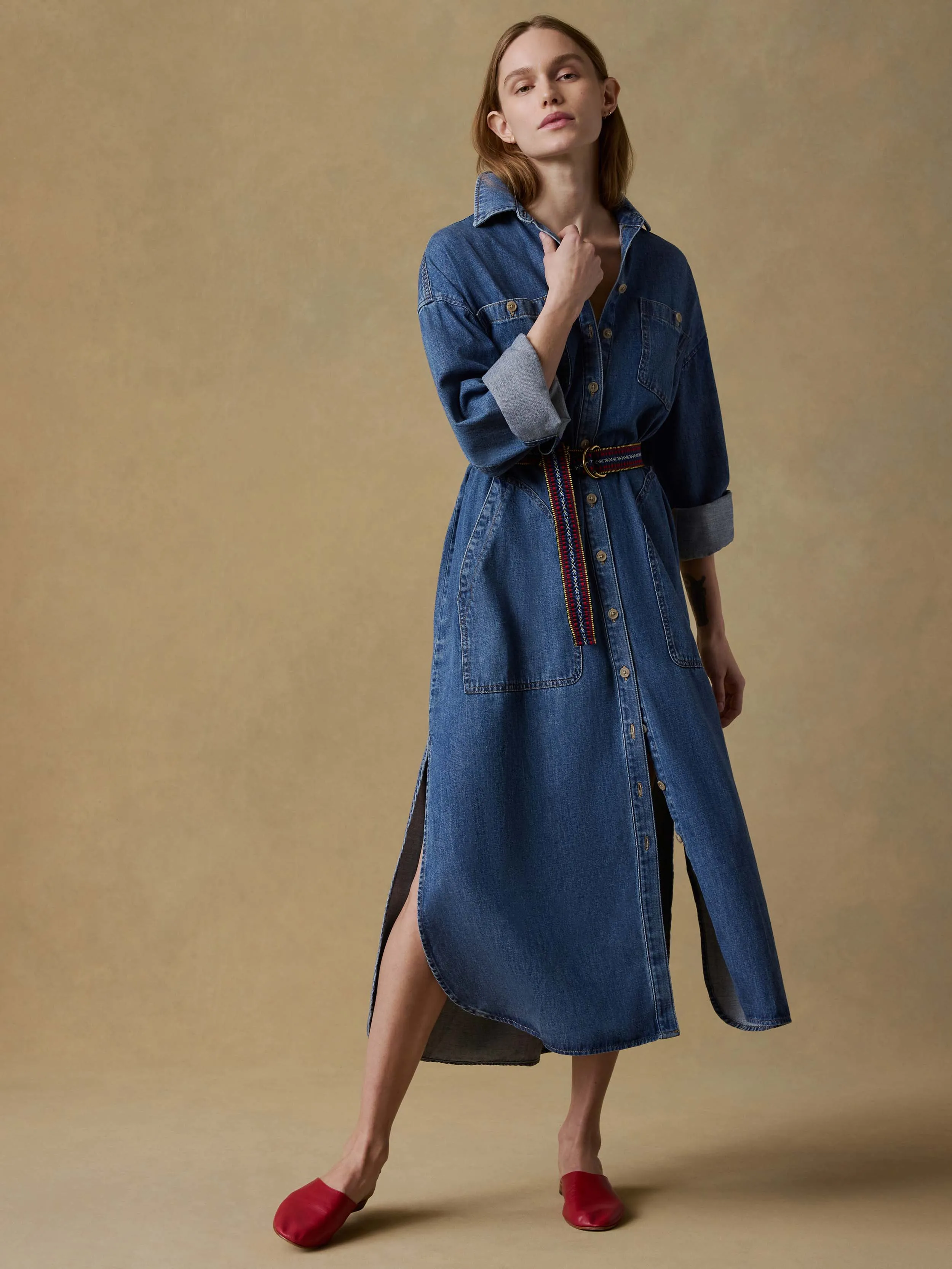 Sunfair Denim Cleo Shirtdress - Beacon Hill Wash sold by Faherty product image thumbnail 3