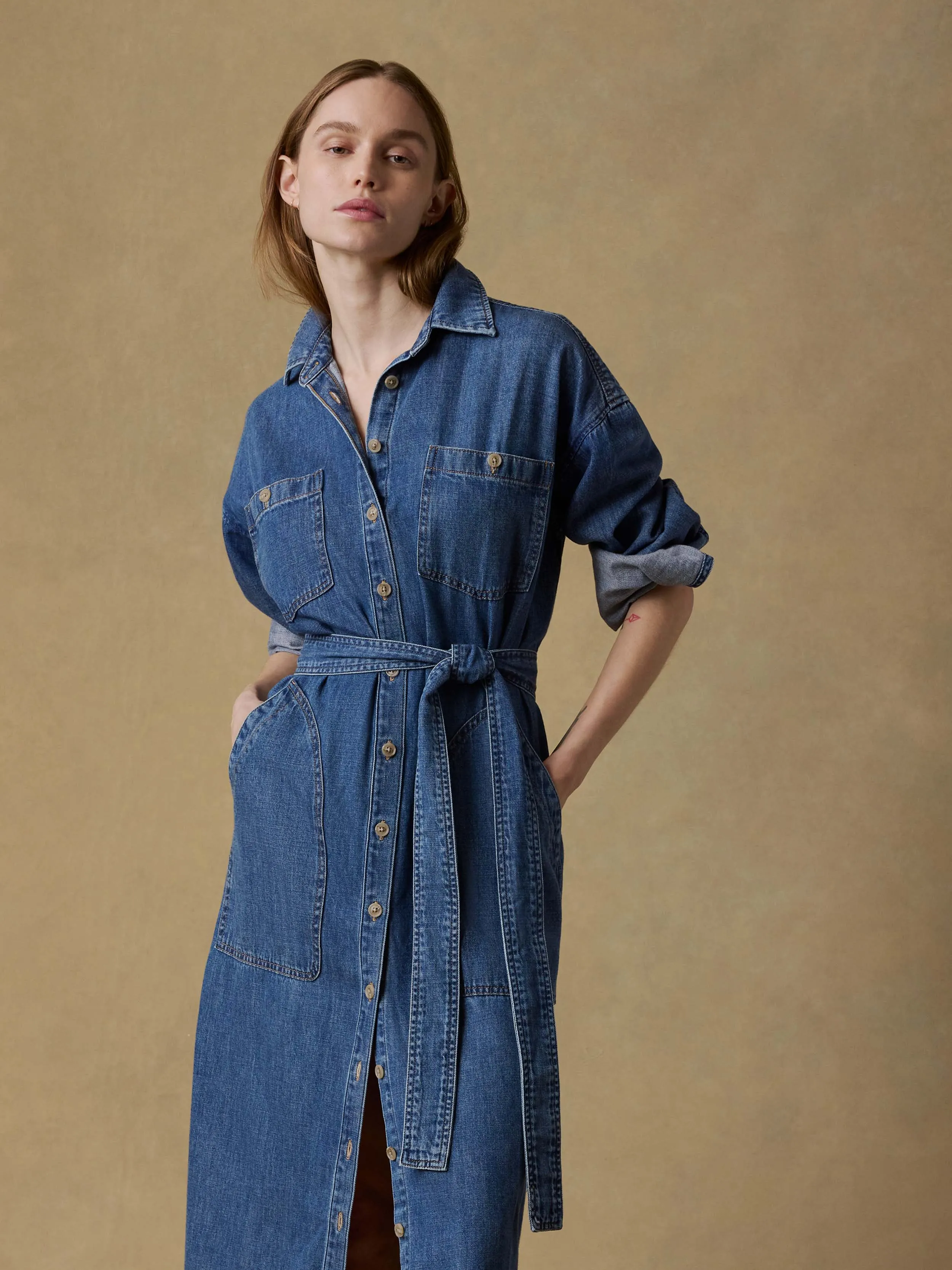 Sunfair Denim Cleo Shirtdress - Beacon Hill Wash sold by Faherty product image thumbnail 2