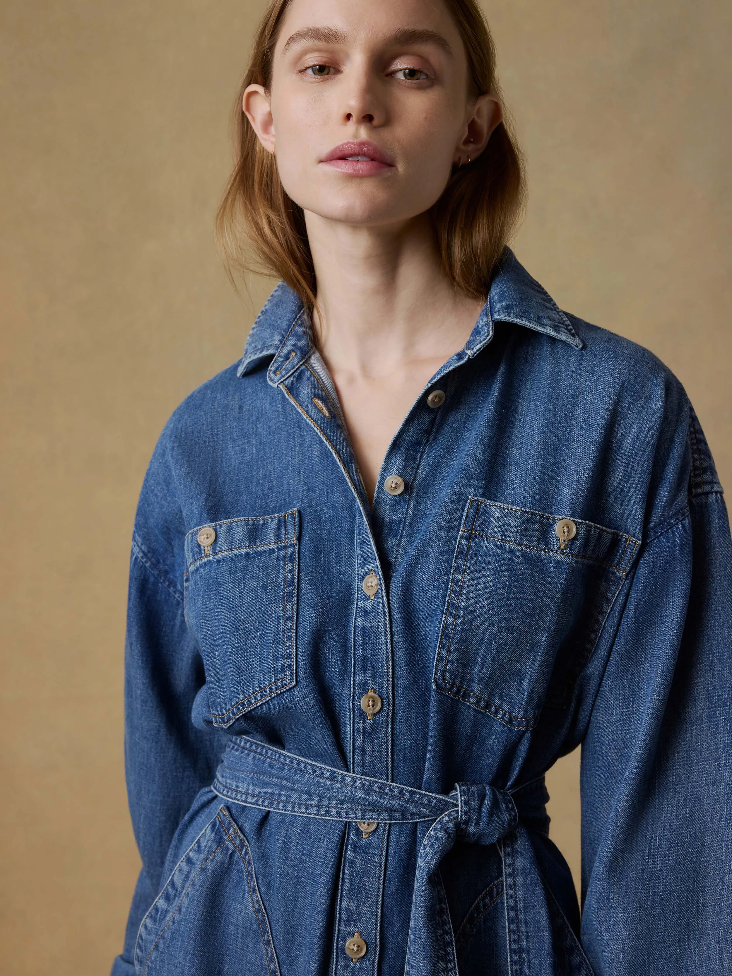 Sunfair Denim Cleo Shirtdress - Beacon Hill Wash sold by Faherty product image thumbnail 5