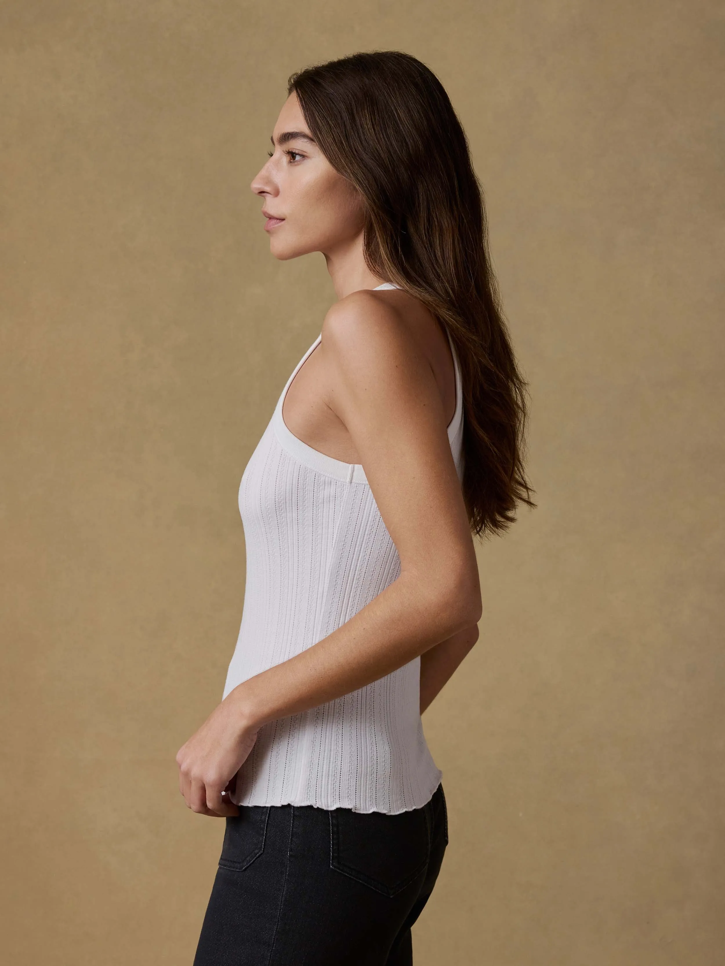 Paradise Pointelle Tank - White sold by Faherty product image thumbnail 4