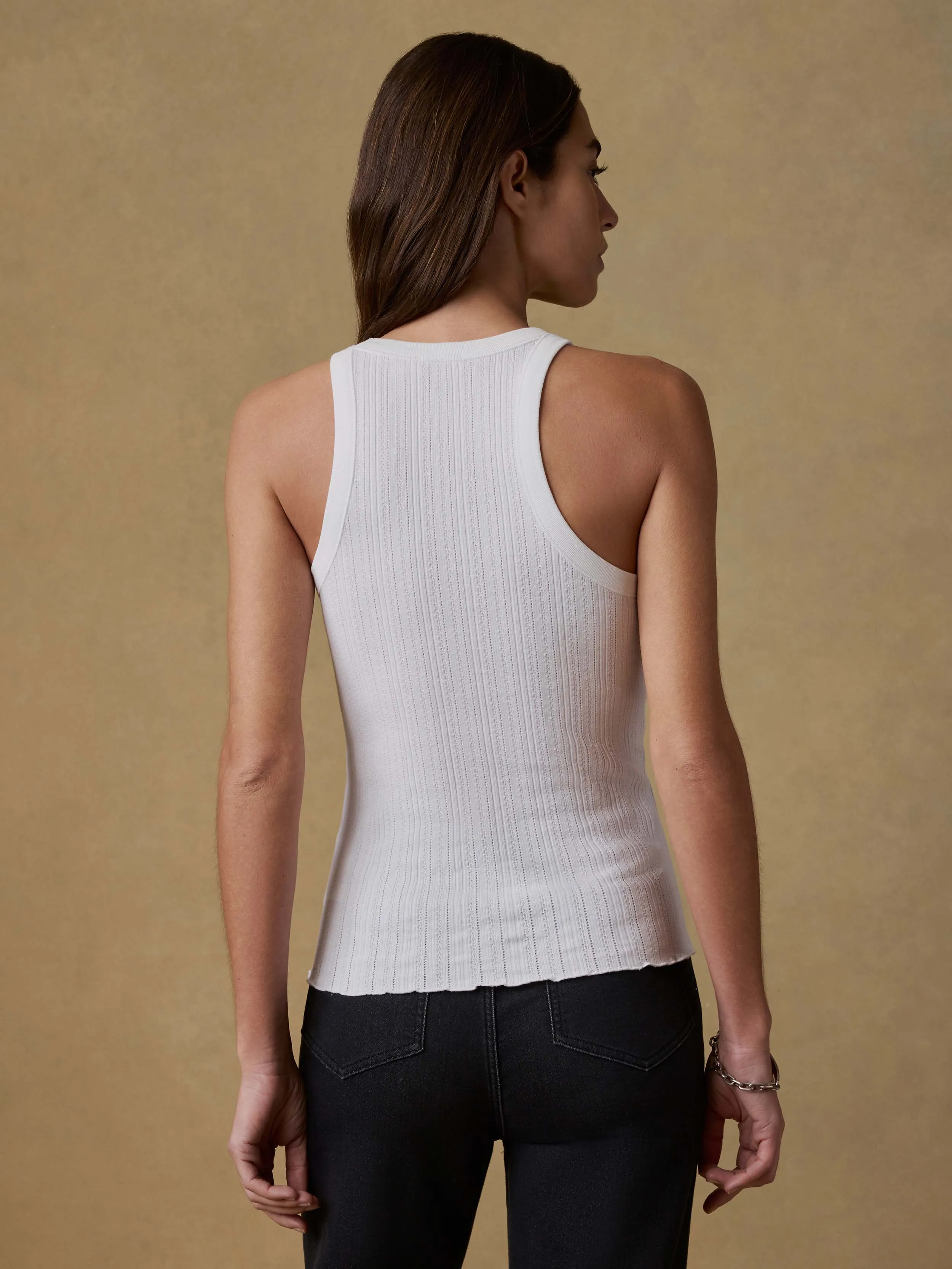 Paradise Pointelle Tank - White sold by Faherty product image thumbnail 3